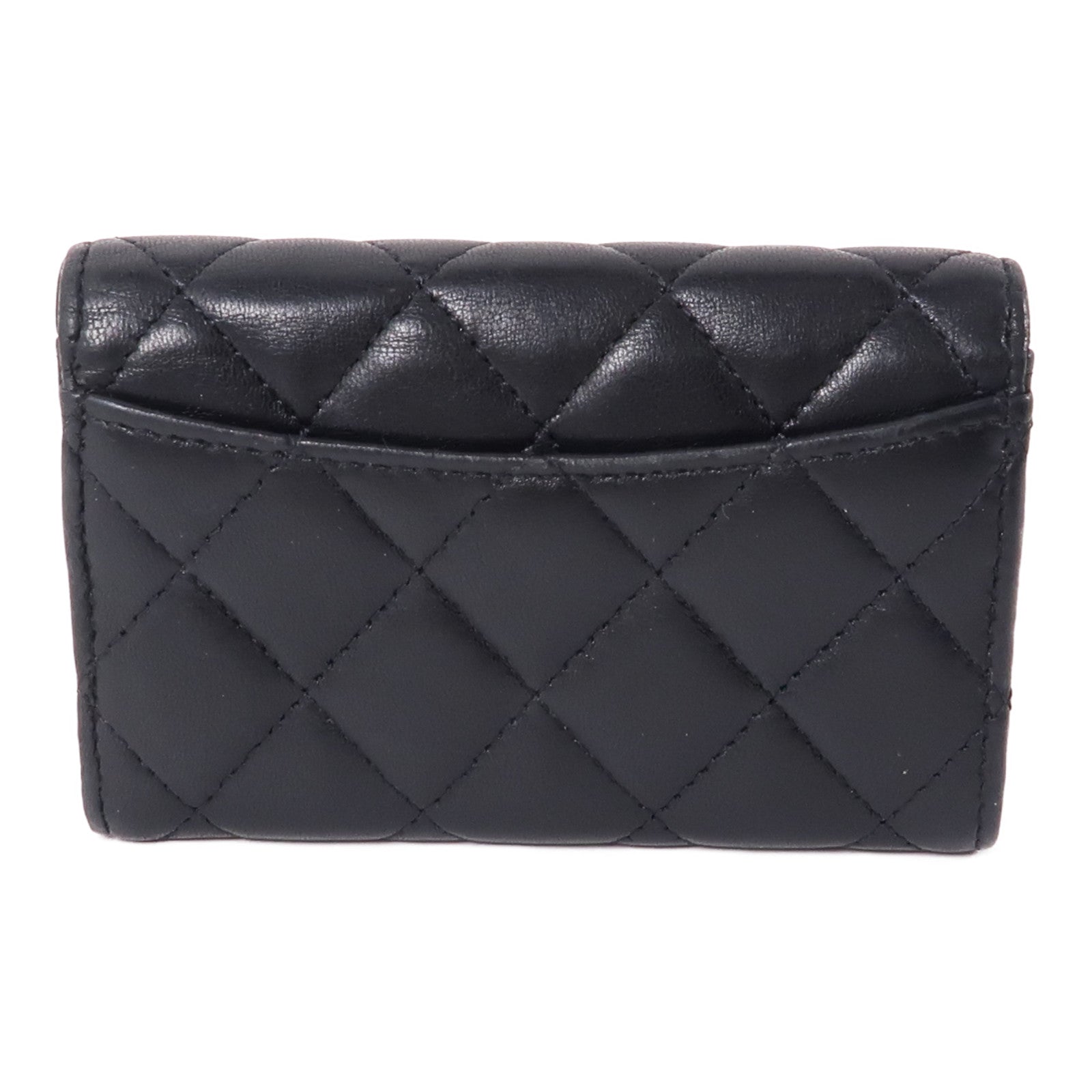 CHANEL 羊皮皮革Card Case金扣卡片套黑色