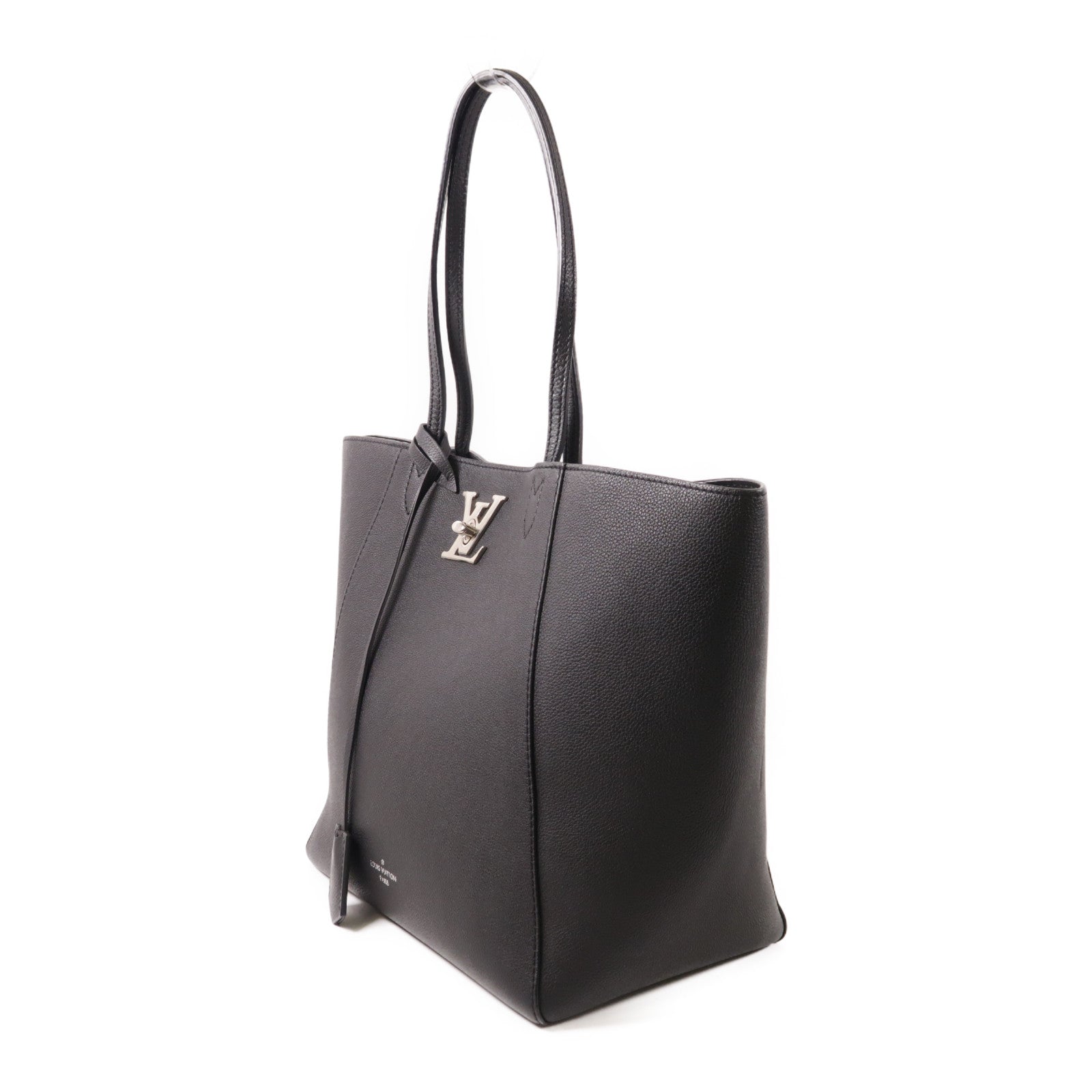 LOUIS VUITTON LV SHW Lockme Cabas Shoulder Bag M42291 Calfskin Leather Black