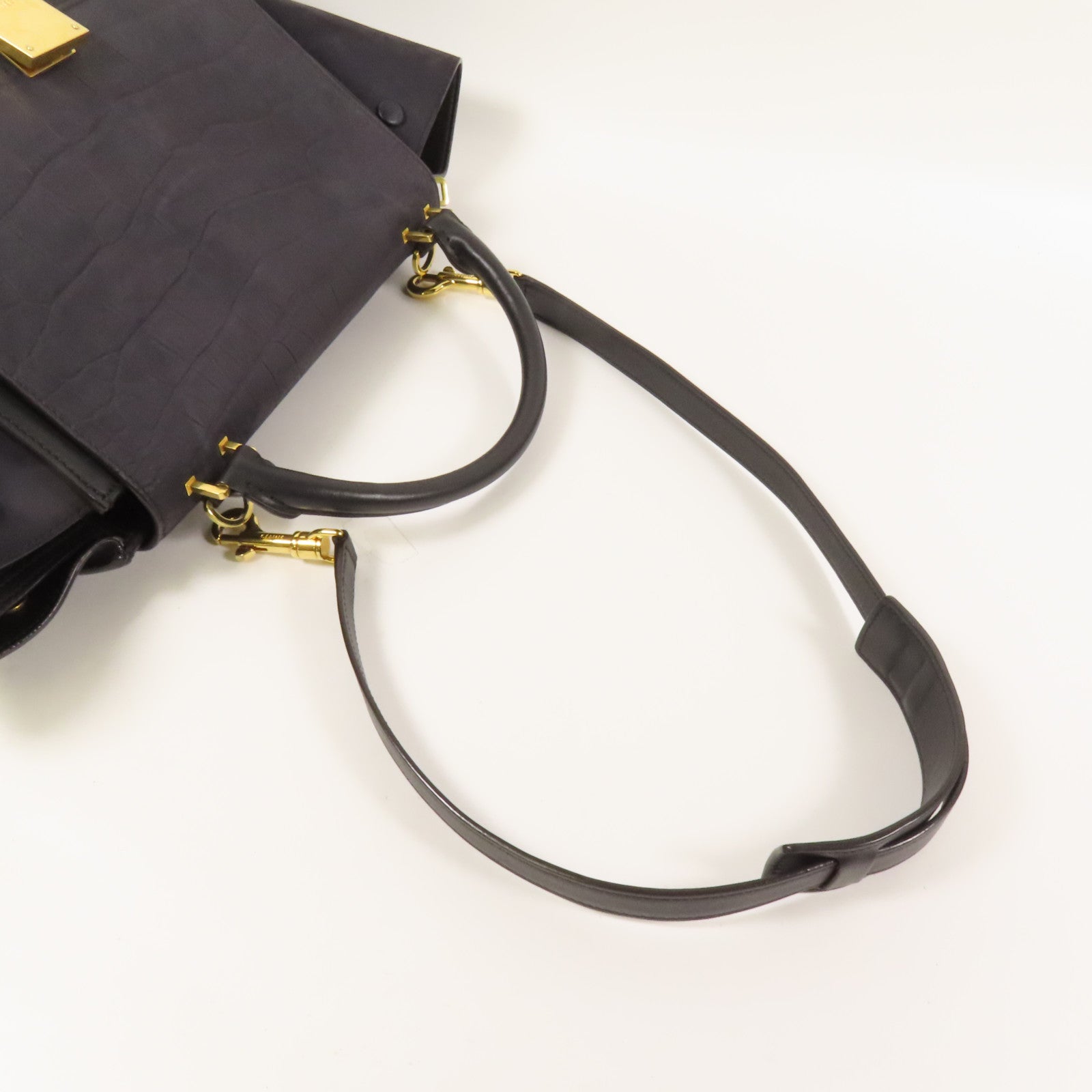 CELINE 牛皮/麂皮皮革Trapeze金扣手挽肩背兩用袋