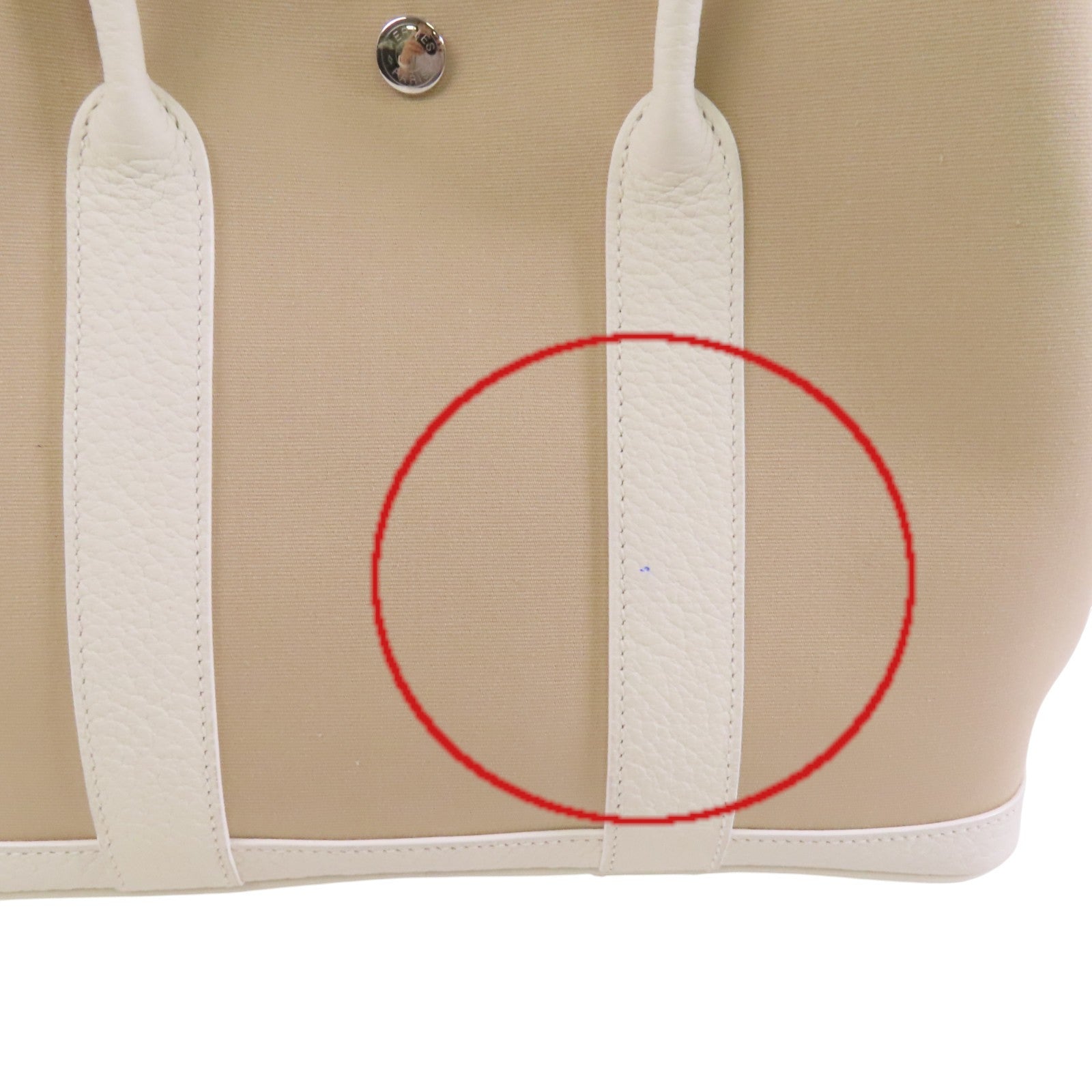 HERMES Negonda皮革/Canvas Garden Party TPM銀扣手挽袋