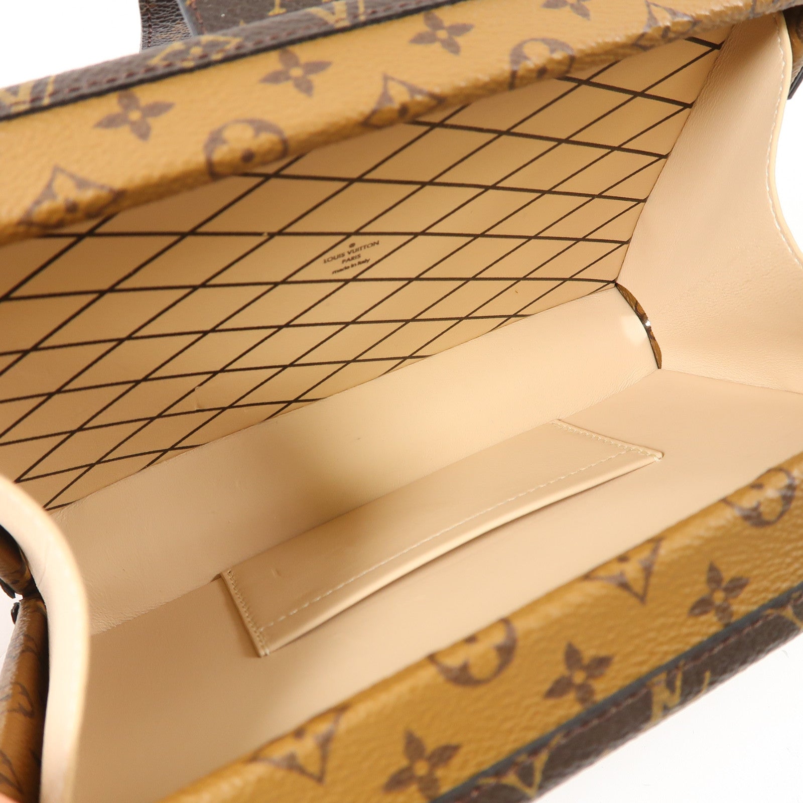 LOUIS VUITTON Monogram Reverse Petite Malle金扣肩背袋棕色