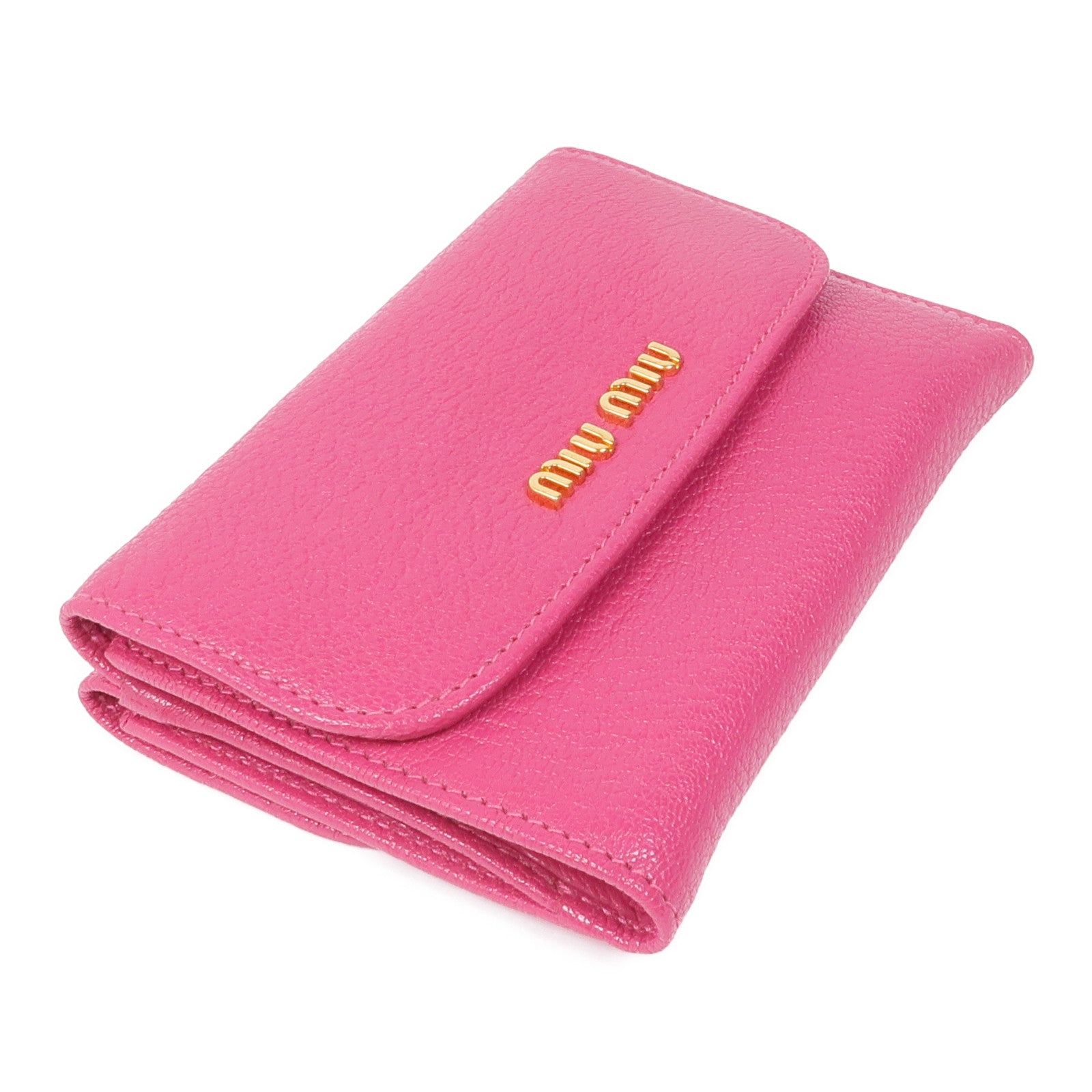 Miu Miu 牛皮皮革Trifold Wallet金扣錢包