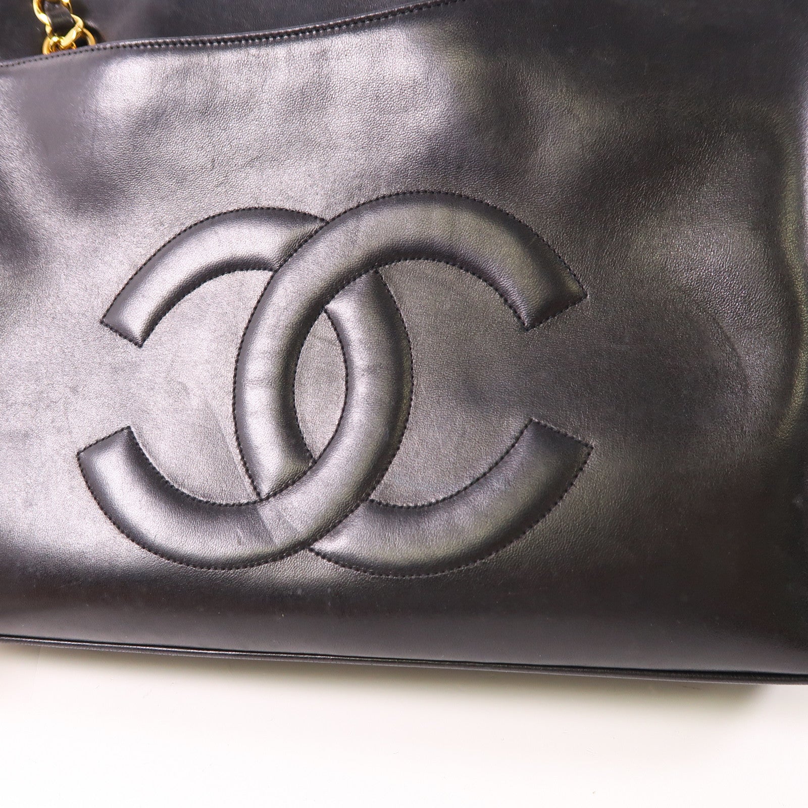 CHANEL 牛皮皮革Vintage Chain Shoulder金扣肩背袋