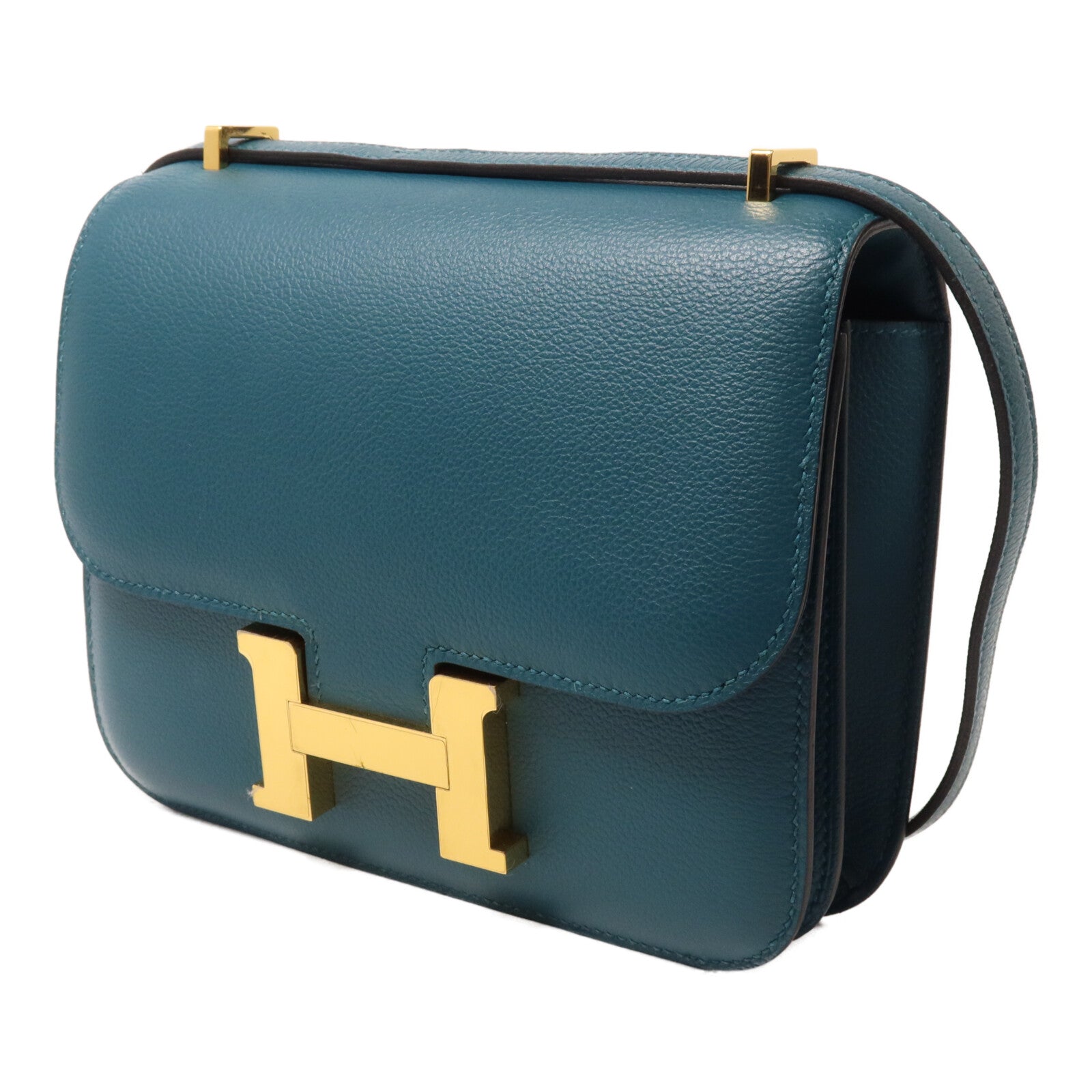HERMES Evercolor皮革Constance Mini肩背袋Vert Bosphore