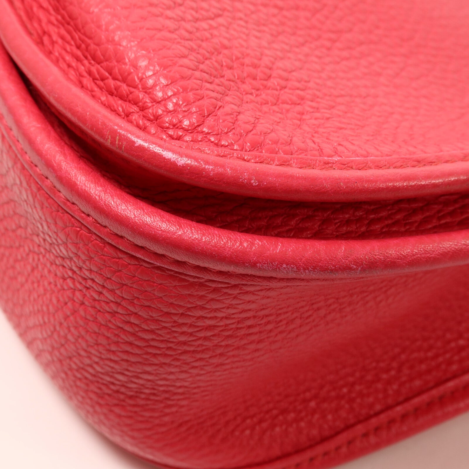 HERMES Clemence皮革Evelyne GM肩背袋Rose Extreme