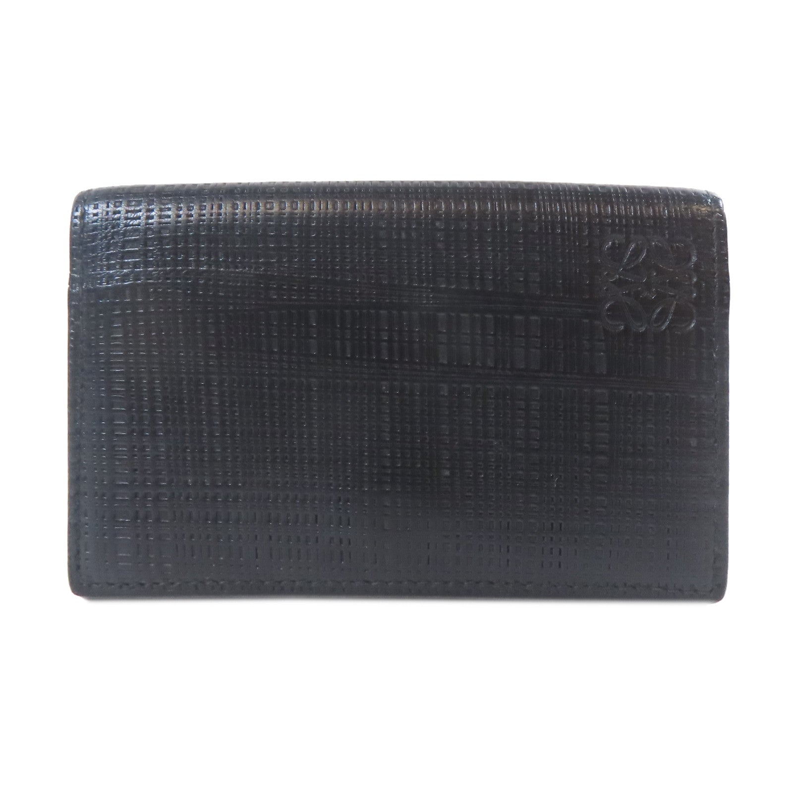 LOEWE 皮革Card Case銀扣卡片套黑色