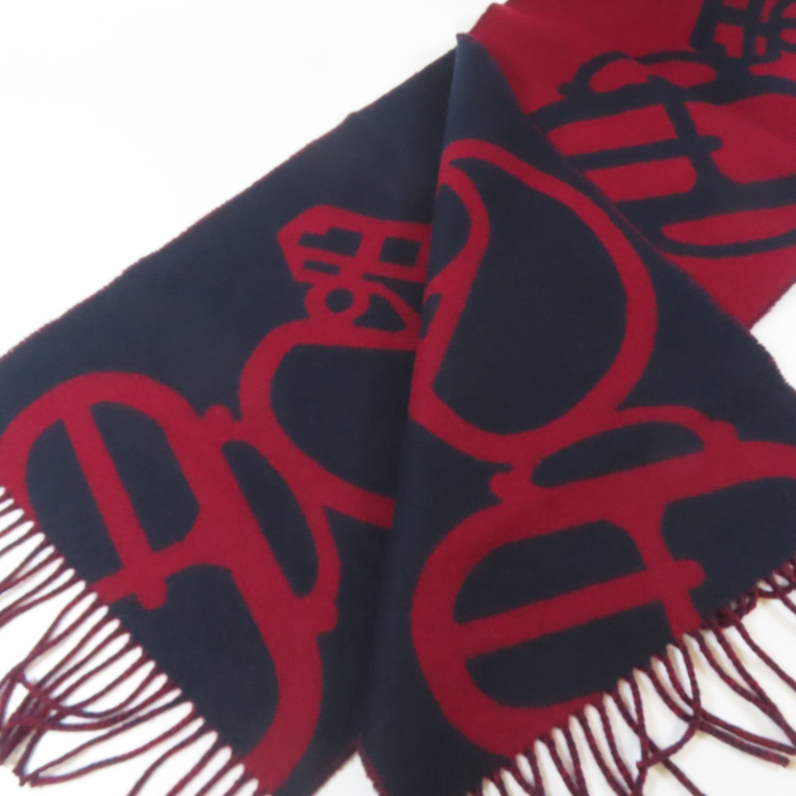 HERMES Cachemire Scarf圍巾黑色/紅色