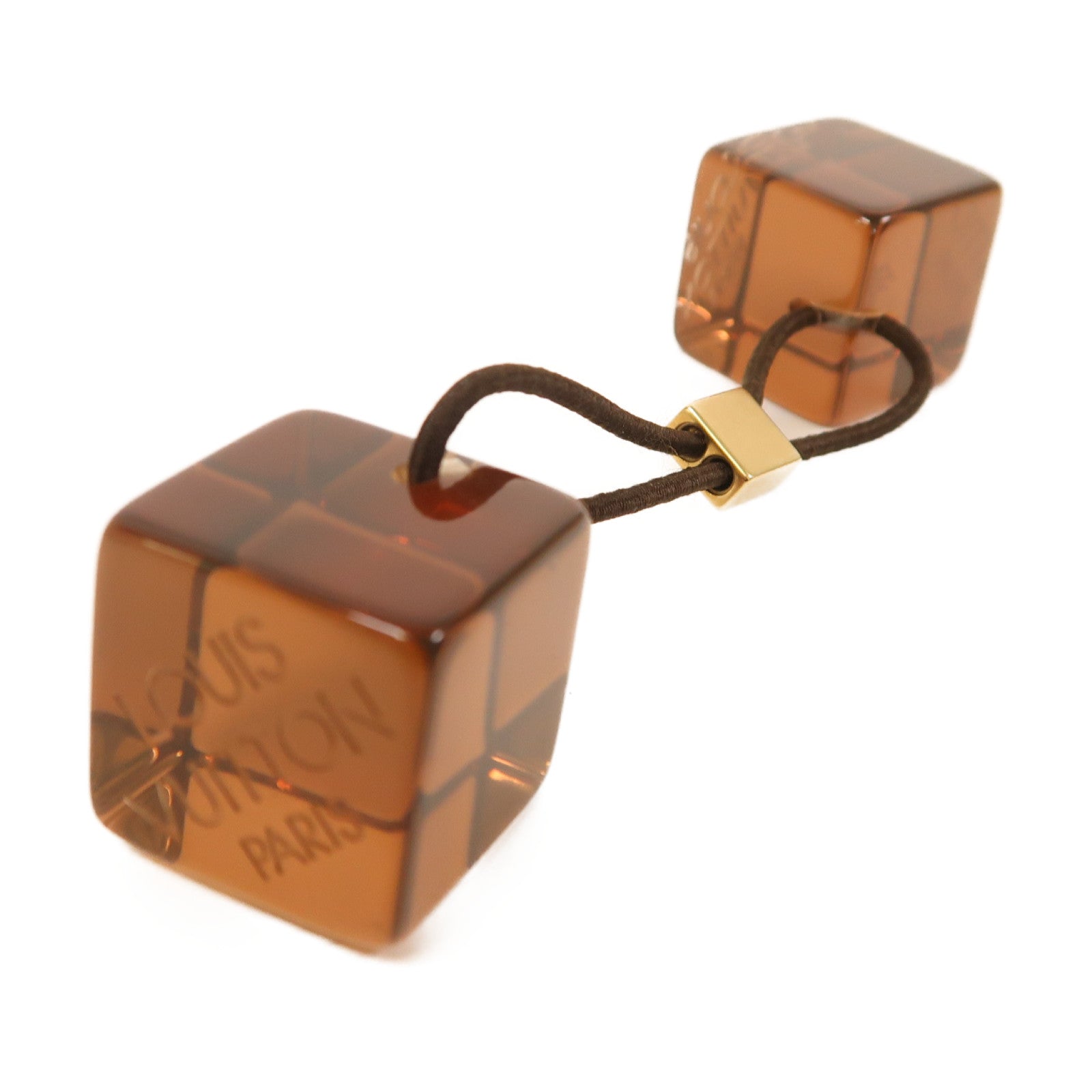 LOUIS VUITTON PVC Hair Cube金扣髮圈啡色