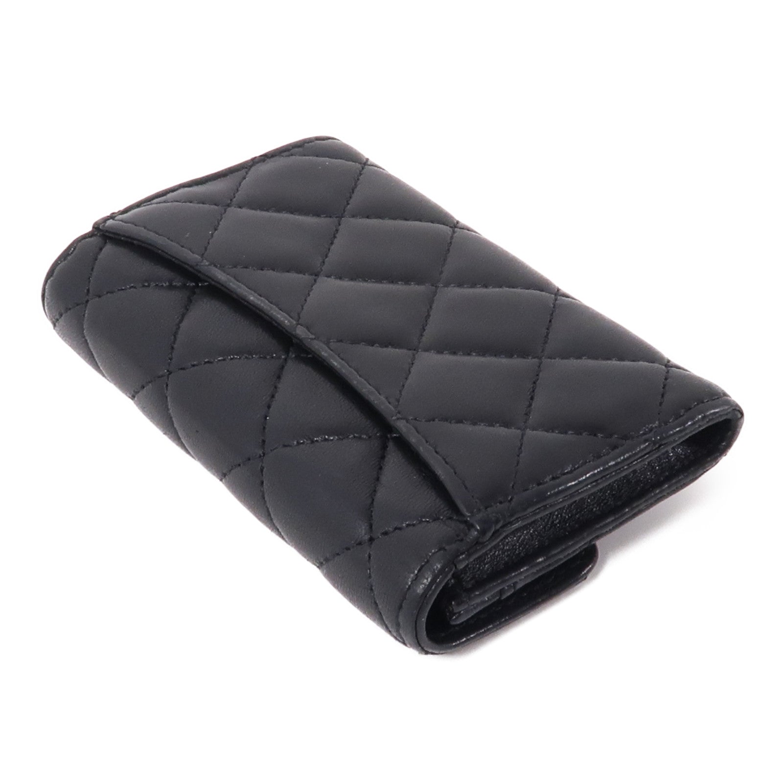 CHANEL 羊皮皮革Card Case金扣卡片套黑色