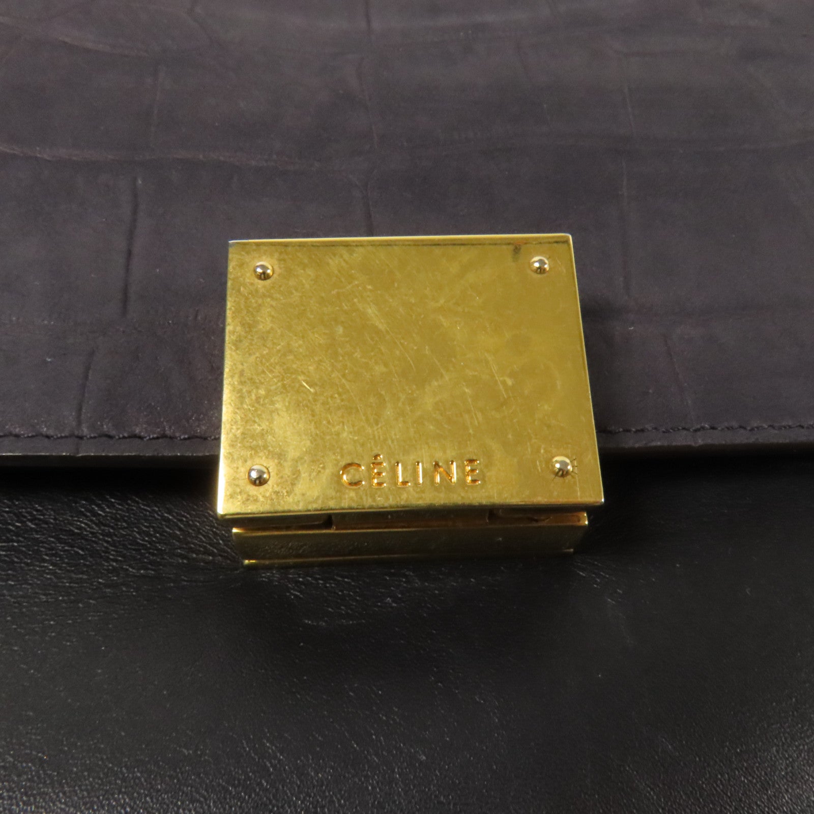 CELINE 牛皮/麂皮皮革Trapeze金扣手挽肩背兩用袋