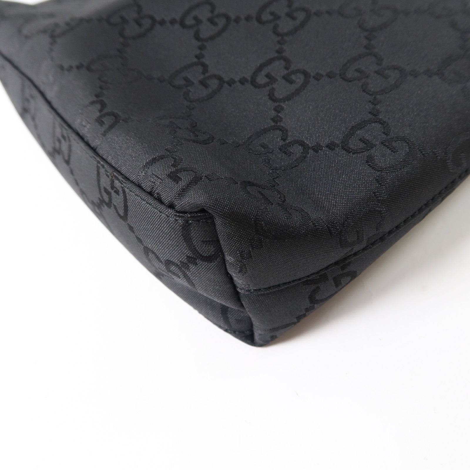 GUCCI 帆布Shoulder Bag銀扣肩背袋黑色
