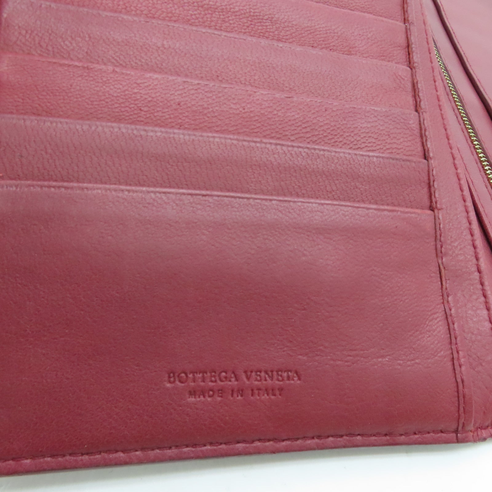 BOTTEGA VENETA 牛皮皮革Clutch金扣長錢包紅色