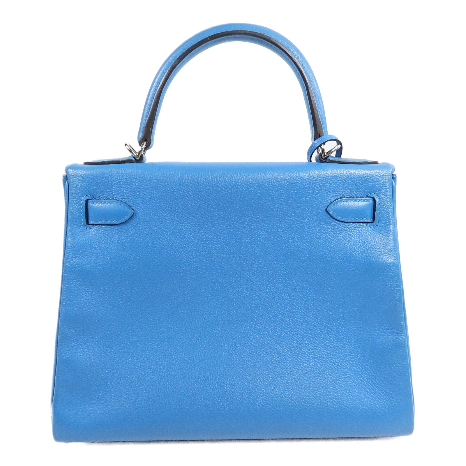 HERMES Clemence皮革Kelly 28手挽肩背兩用袋Bleu Frida