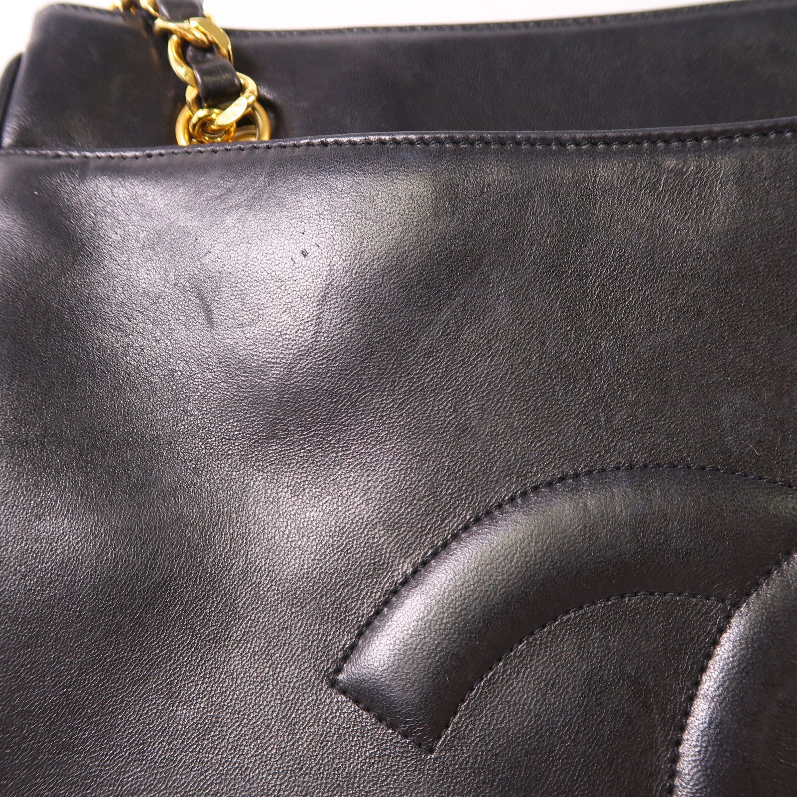 CHANEL 牛皮皮革Vintage Chain Shoulder金扣肩背袋