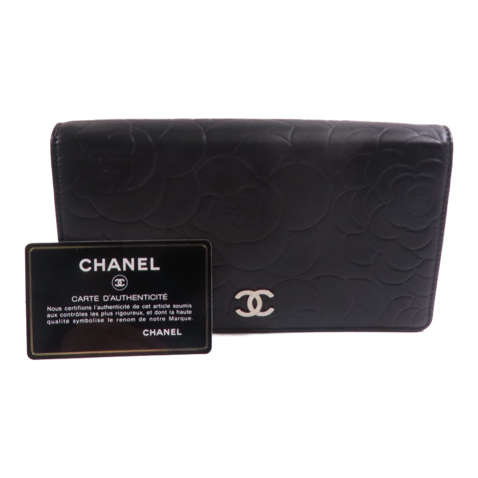 CHANEL 羊皮皮革Long Wallet銀扣錢包