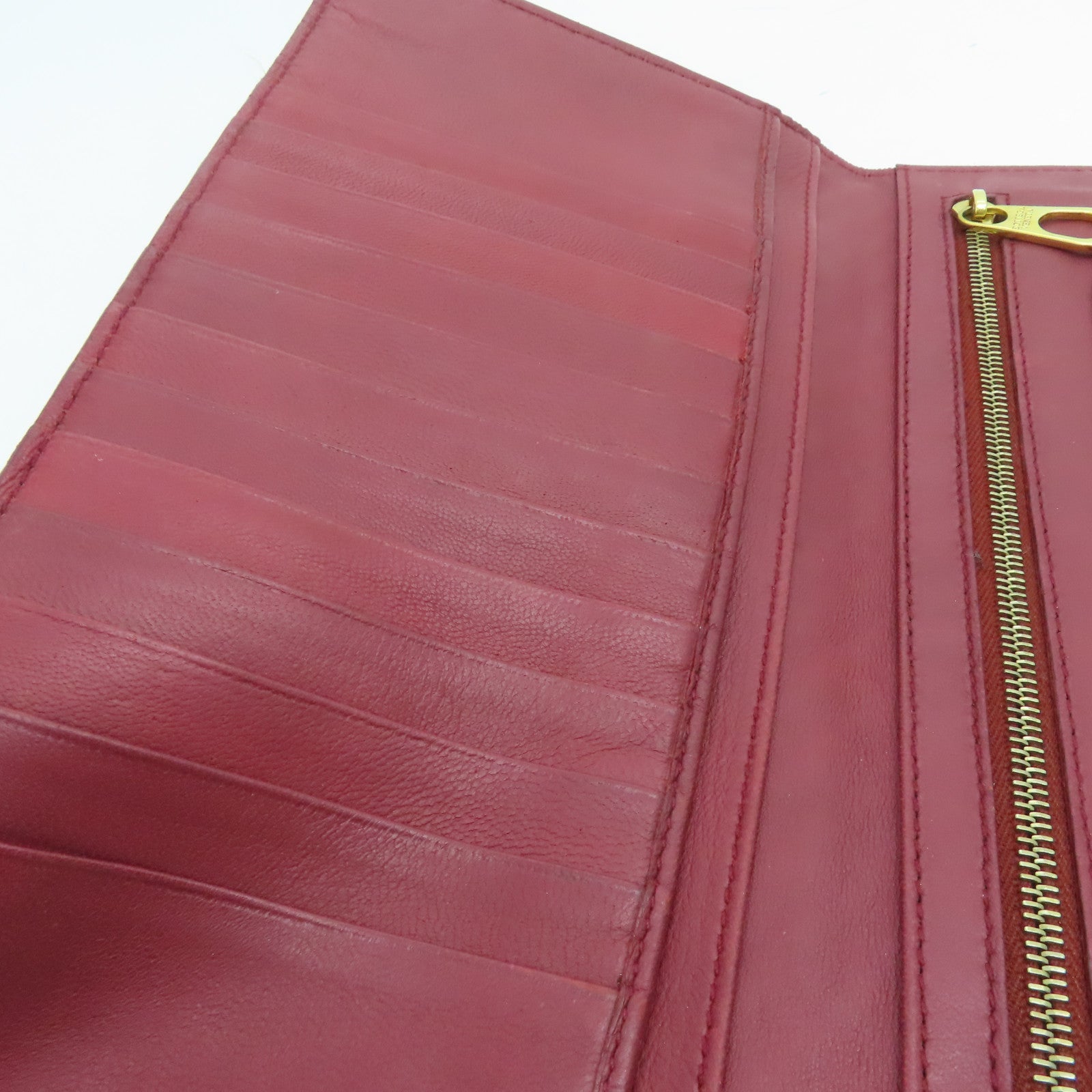 BOTTEGA VENETA 牛皮皮革Clutch金扣長錢包紅色