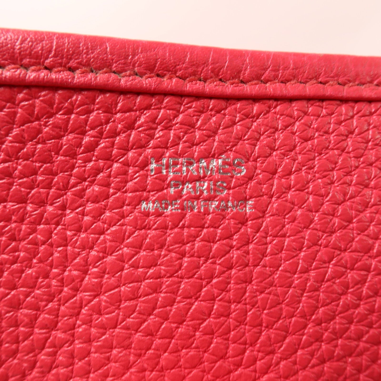 HERMES Clemence皮革Evelyne GM肩背袋Rose Extreme
