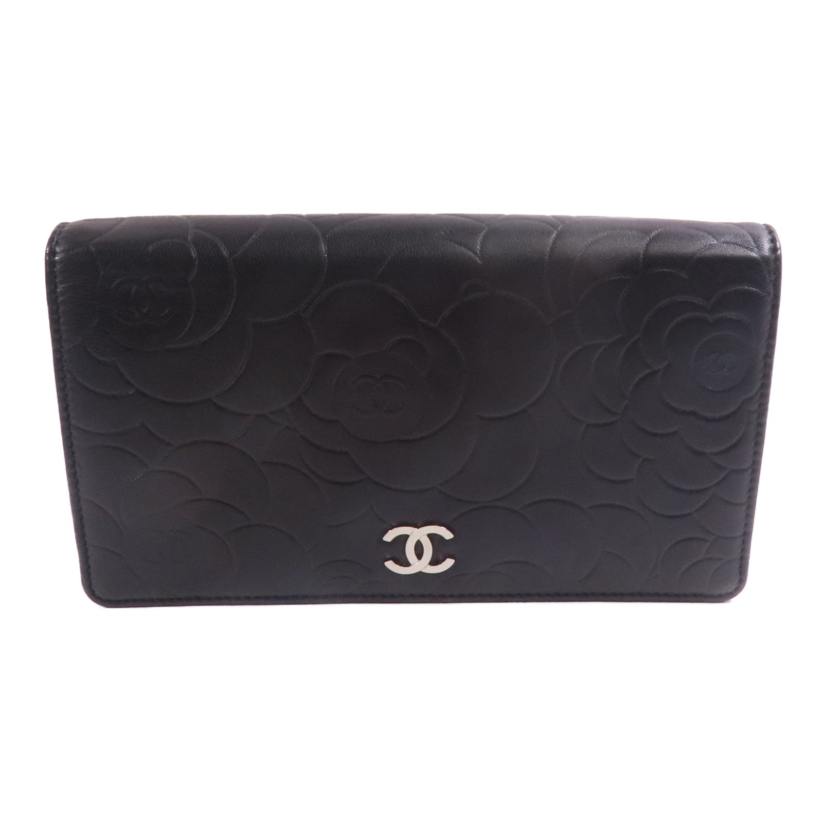 CHANEL 羊皮皮革Long Wallet銀扣錢包