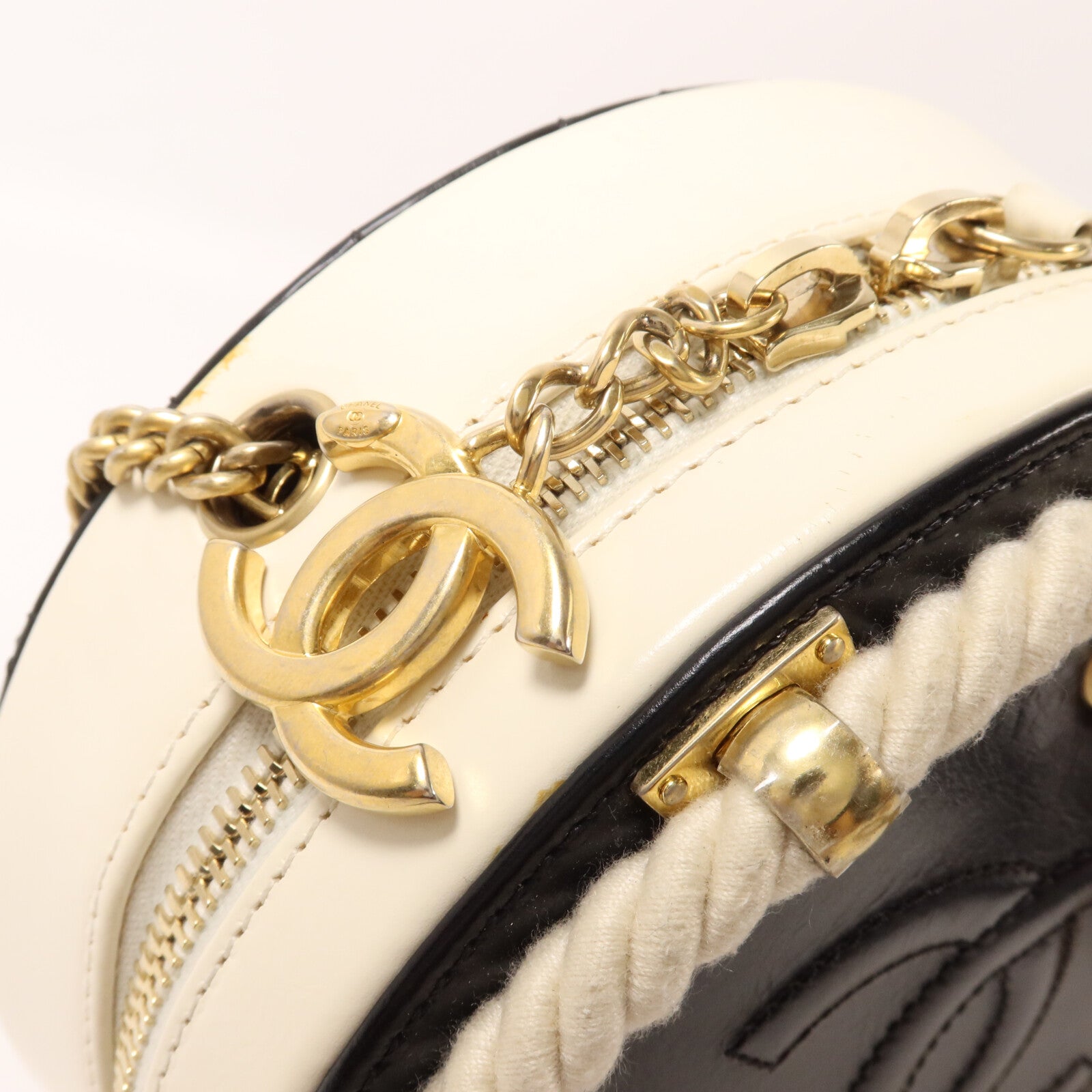 CHANEL 牛皮皮革Materasse Co Co鏈帶手挽肩背兩用袋