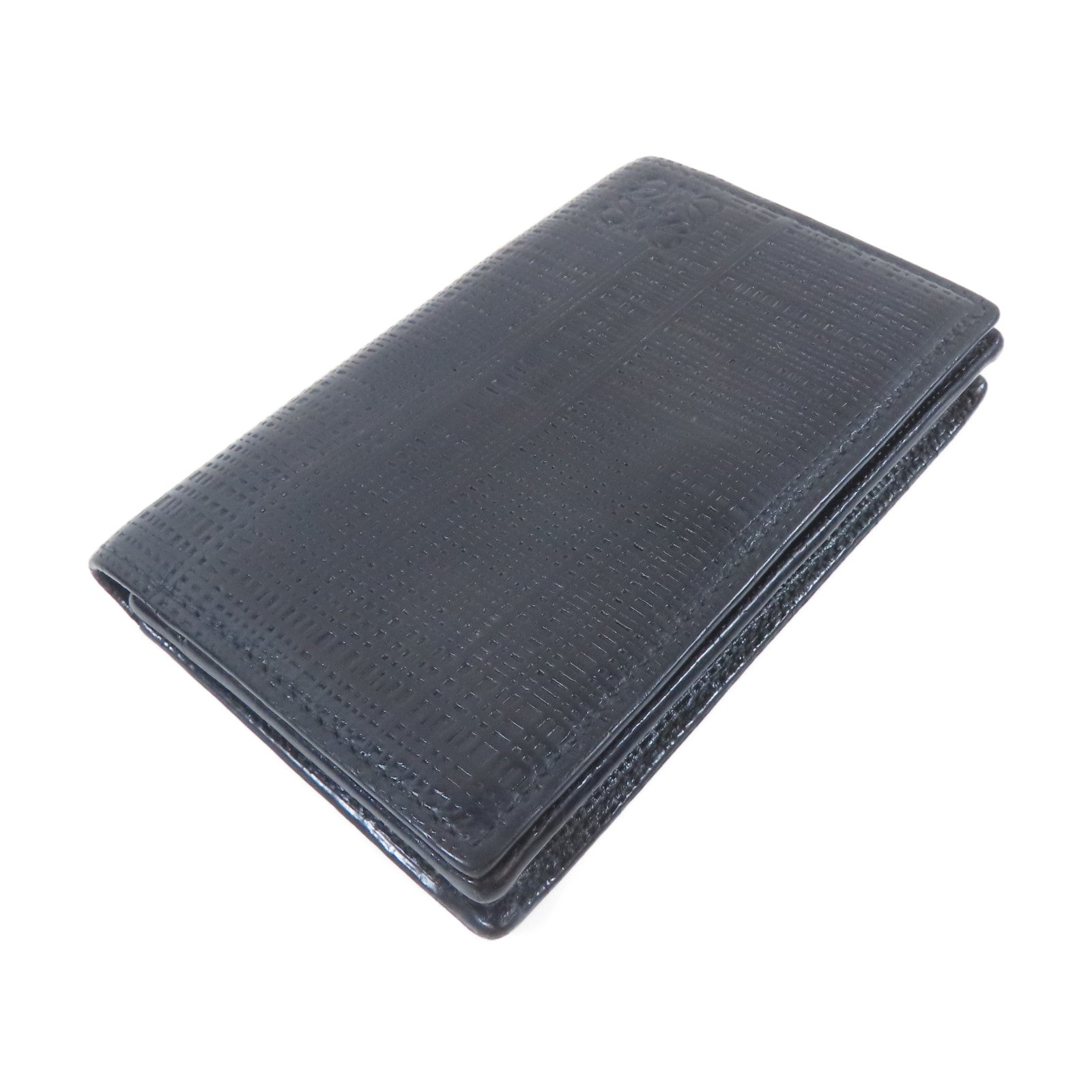 LOEWE 皮革Card Case銀扣卡片套黑色