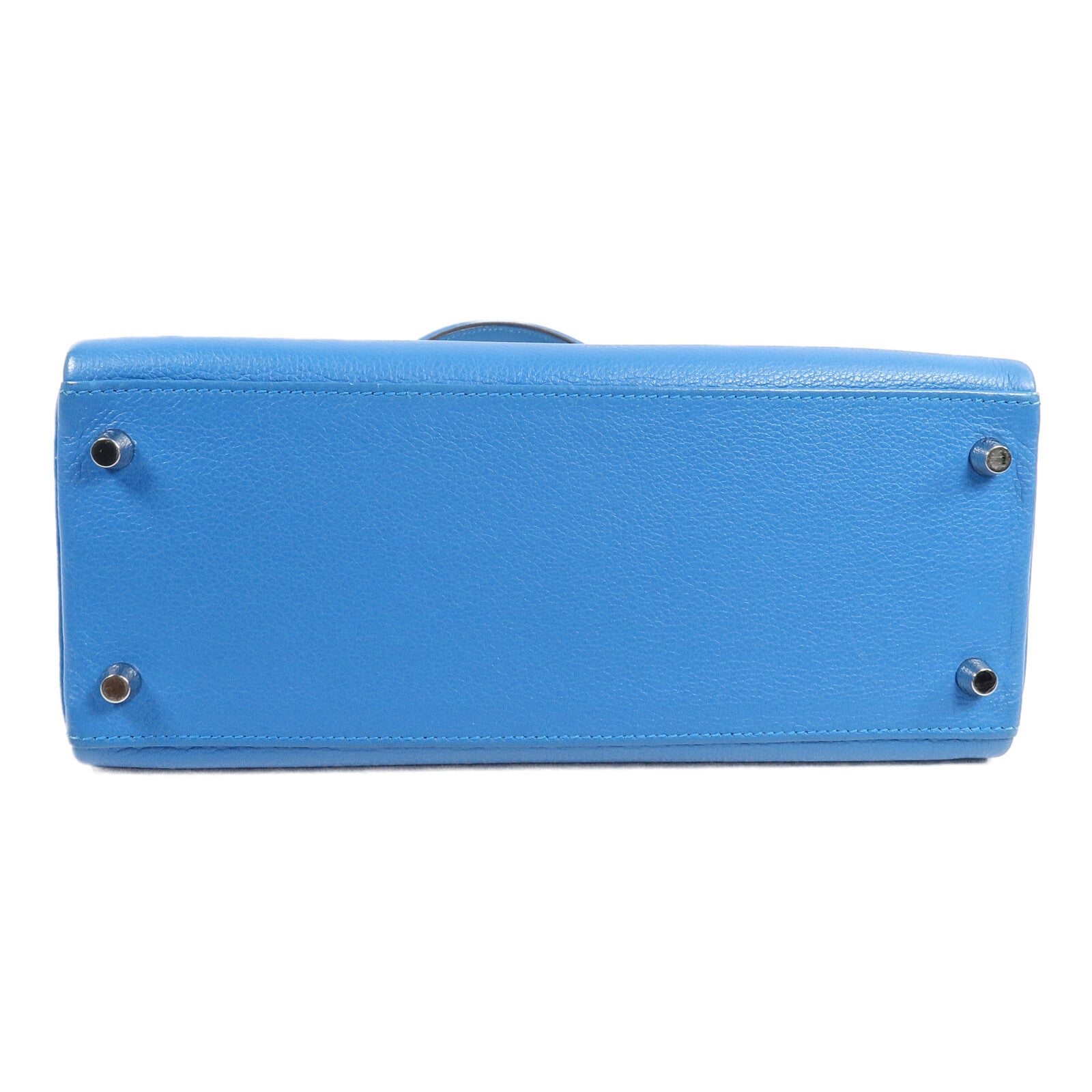 HERMES Clemence皮革Kelly 28手挽肩背兩用袋Bleu Frida