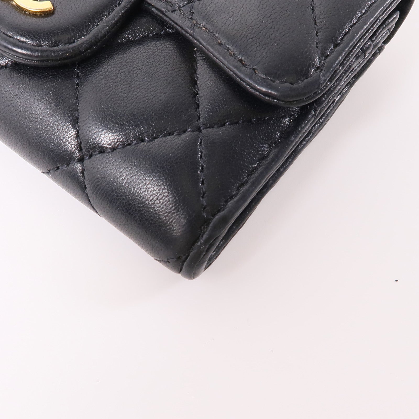 CHANEL 羊皮皮革Card Case金扣卡片套黑色