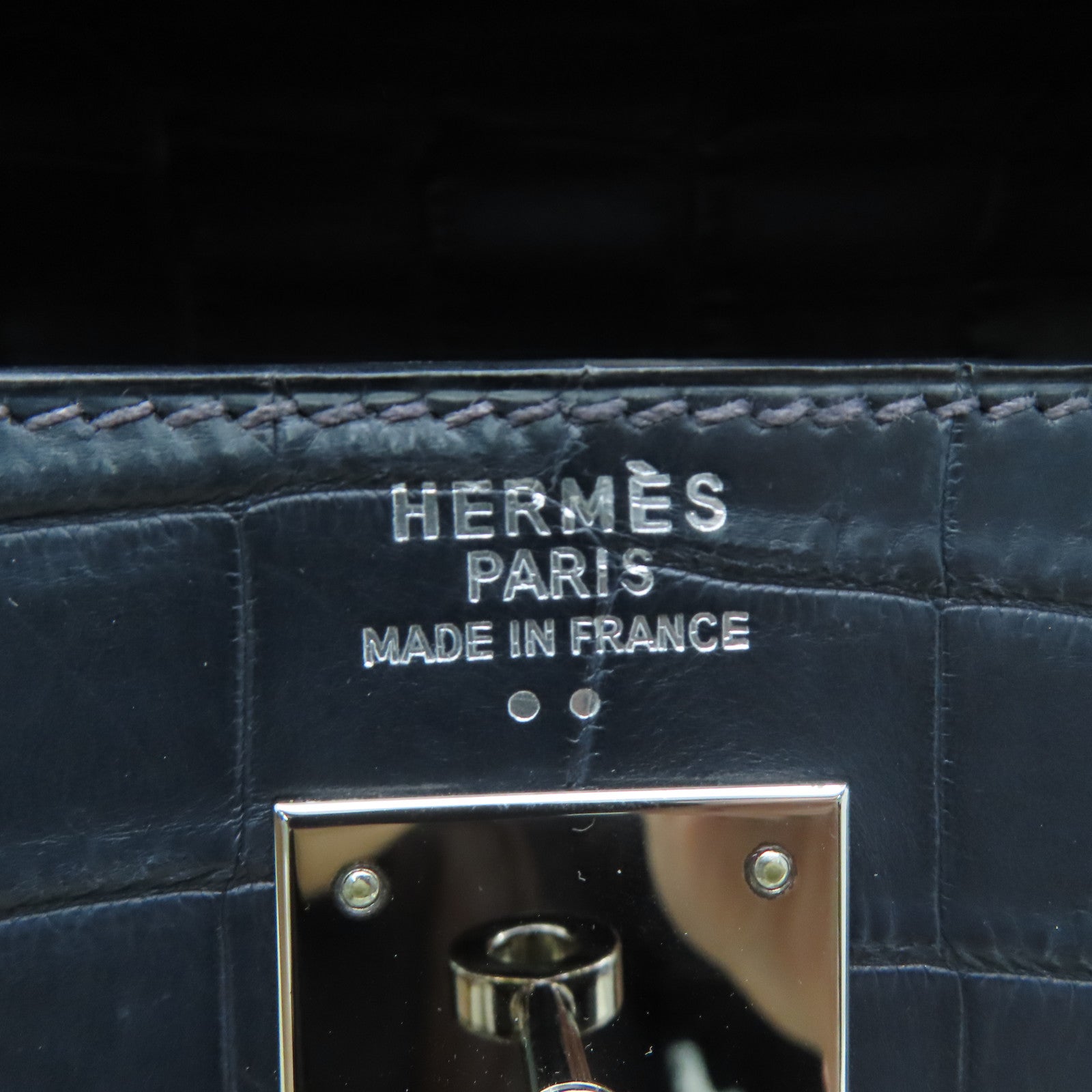 HERMES 【激減優惠】鱷魚皮革Kelly 35銀扣手挽袋Blue Abysse深淵藍色