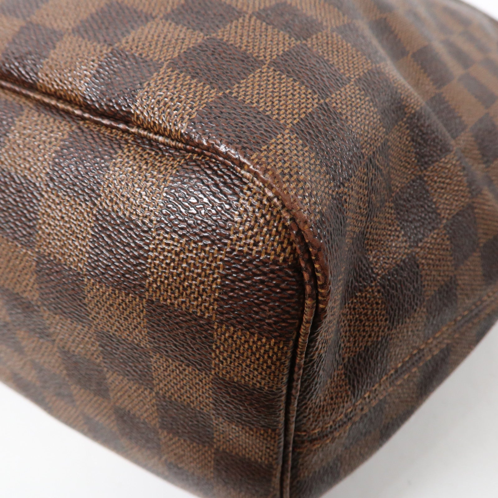 LOUIS VUITTON Damier Ebene Neverfull MM金扣手挽袋啡色