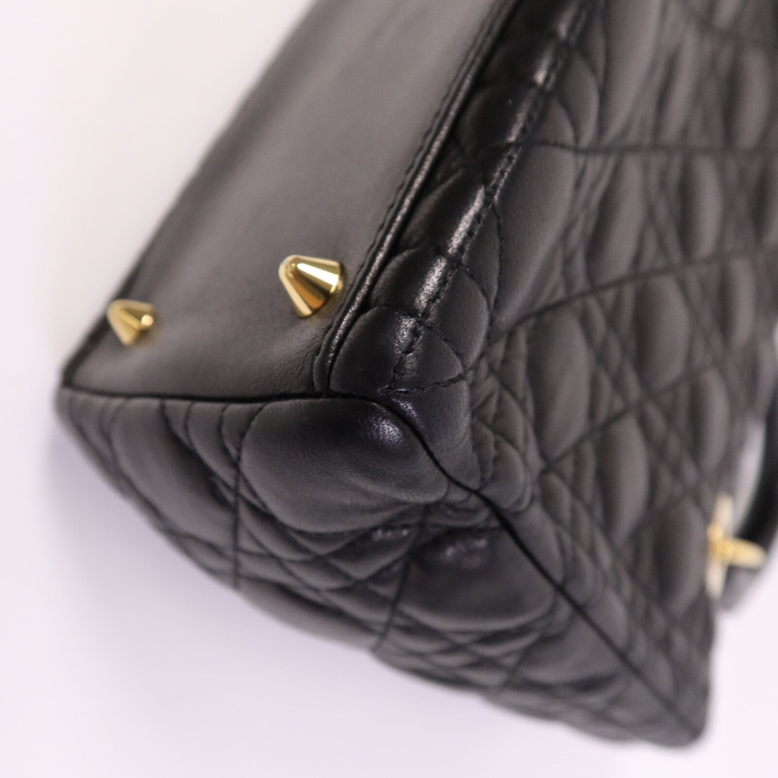 Dior 羊皮皮革Lady Dior Medium金扣手挽肩背兩用袋