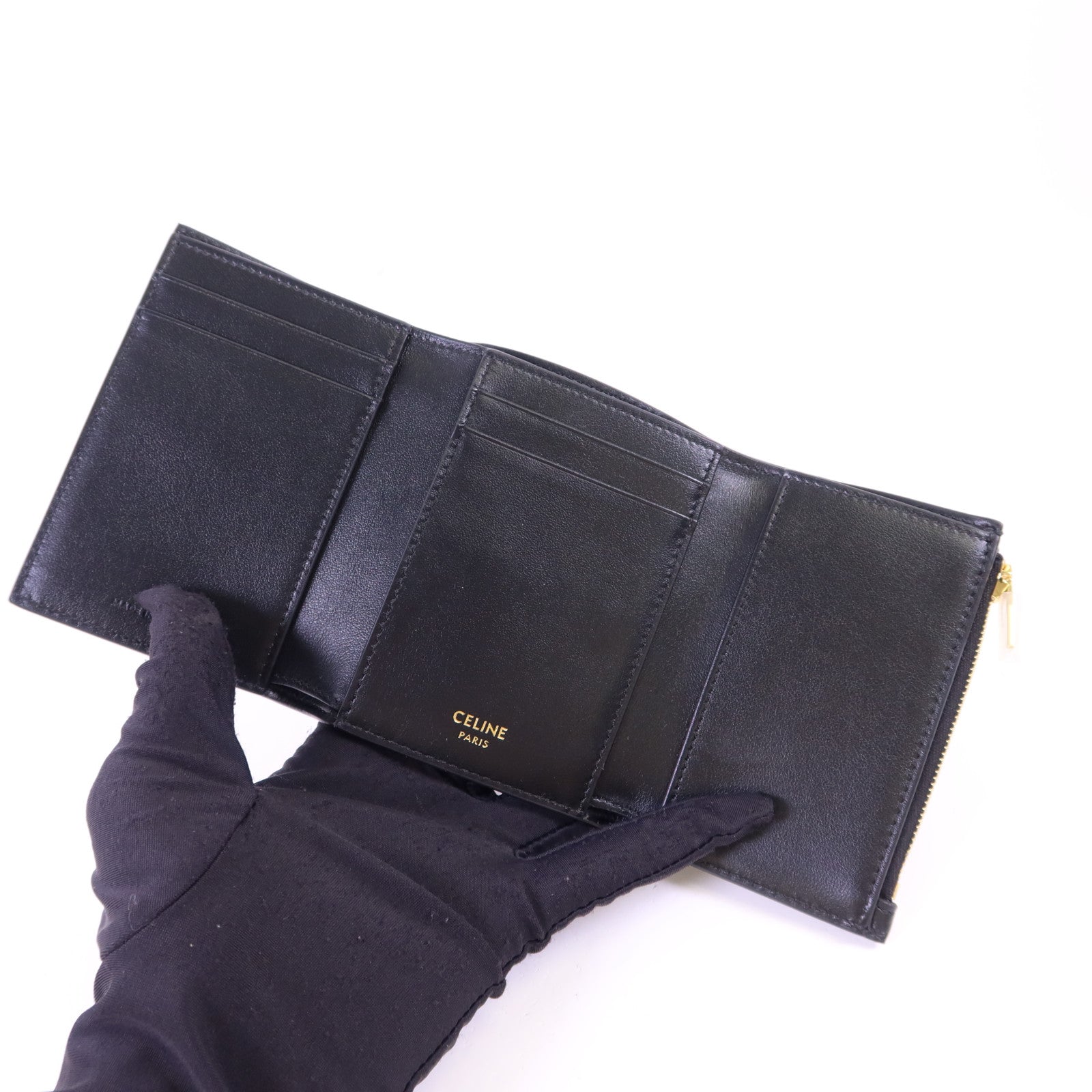 CELINE 牛皮皮革Fine Strap Wallet金扣錢包