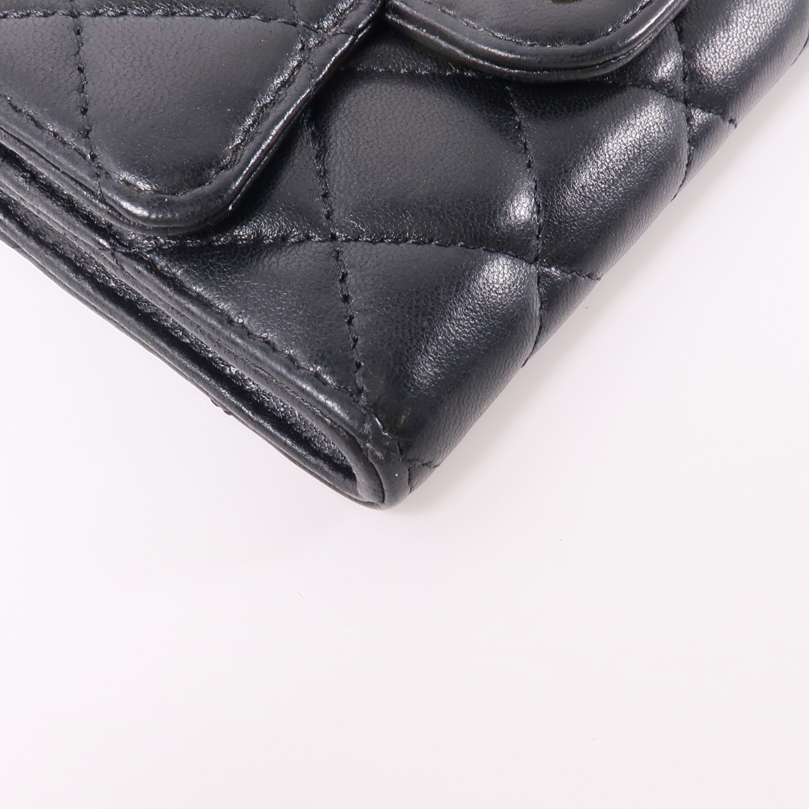 CHANEL 羊皮皮革Card Case金扣卡片套黑色