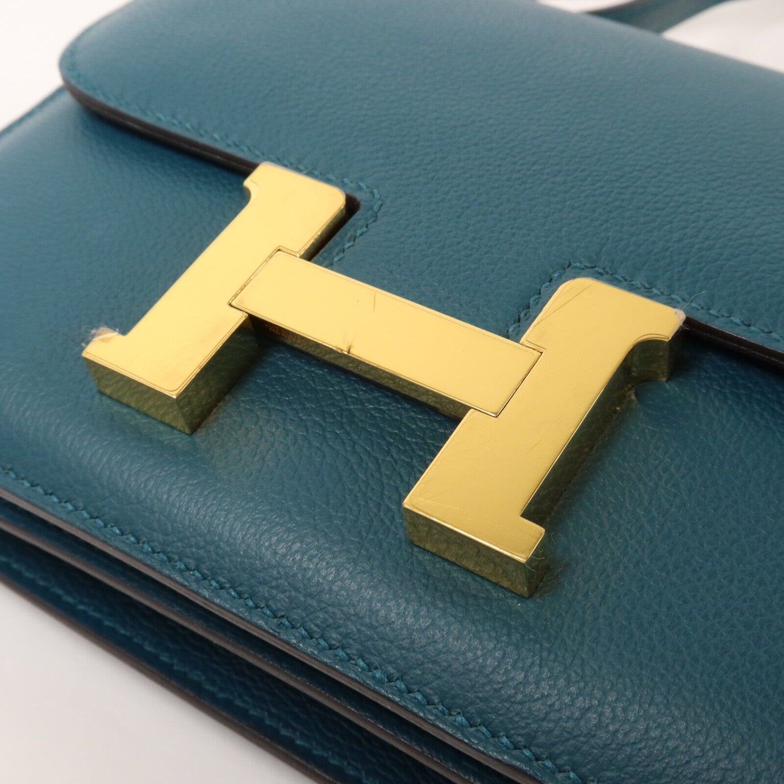 HERMES Evercolor皮革Constance Mini肩背袋Vert Bosphore
