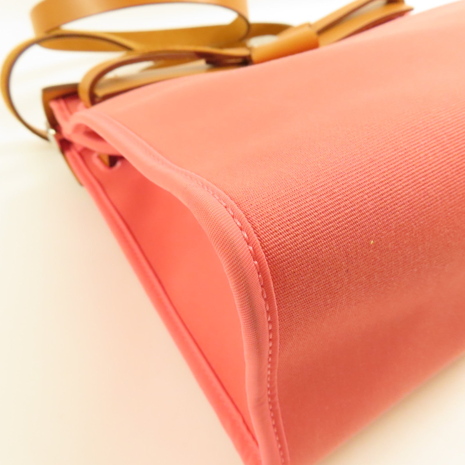 HERMES 帆布Herbag PM銀扣手挽肩背兩用袋Rose Azalee
