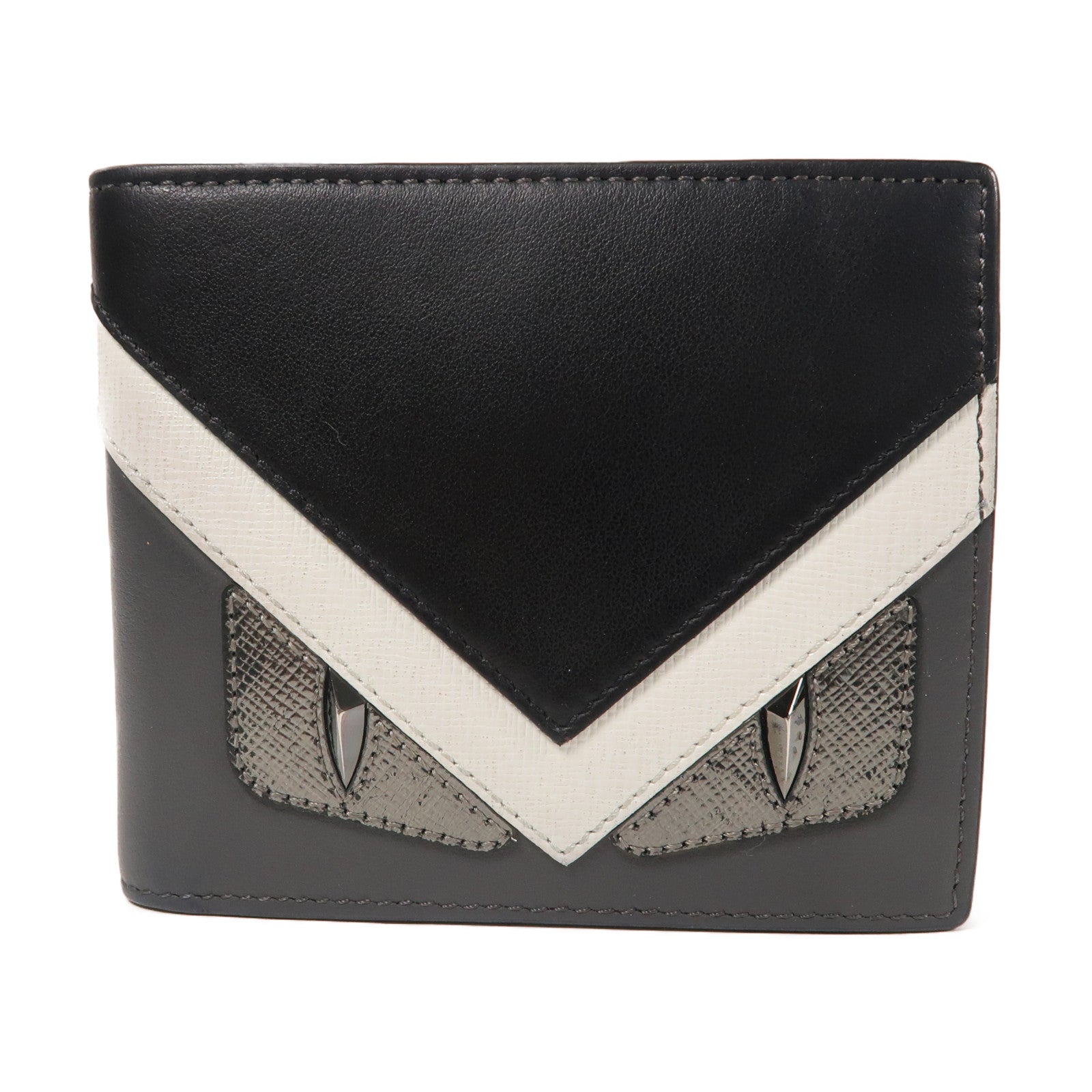 FENDI 【清倉大減價】牛皮皮革Short Fold Wallet折疊錢包黑色/灰色/白色
