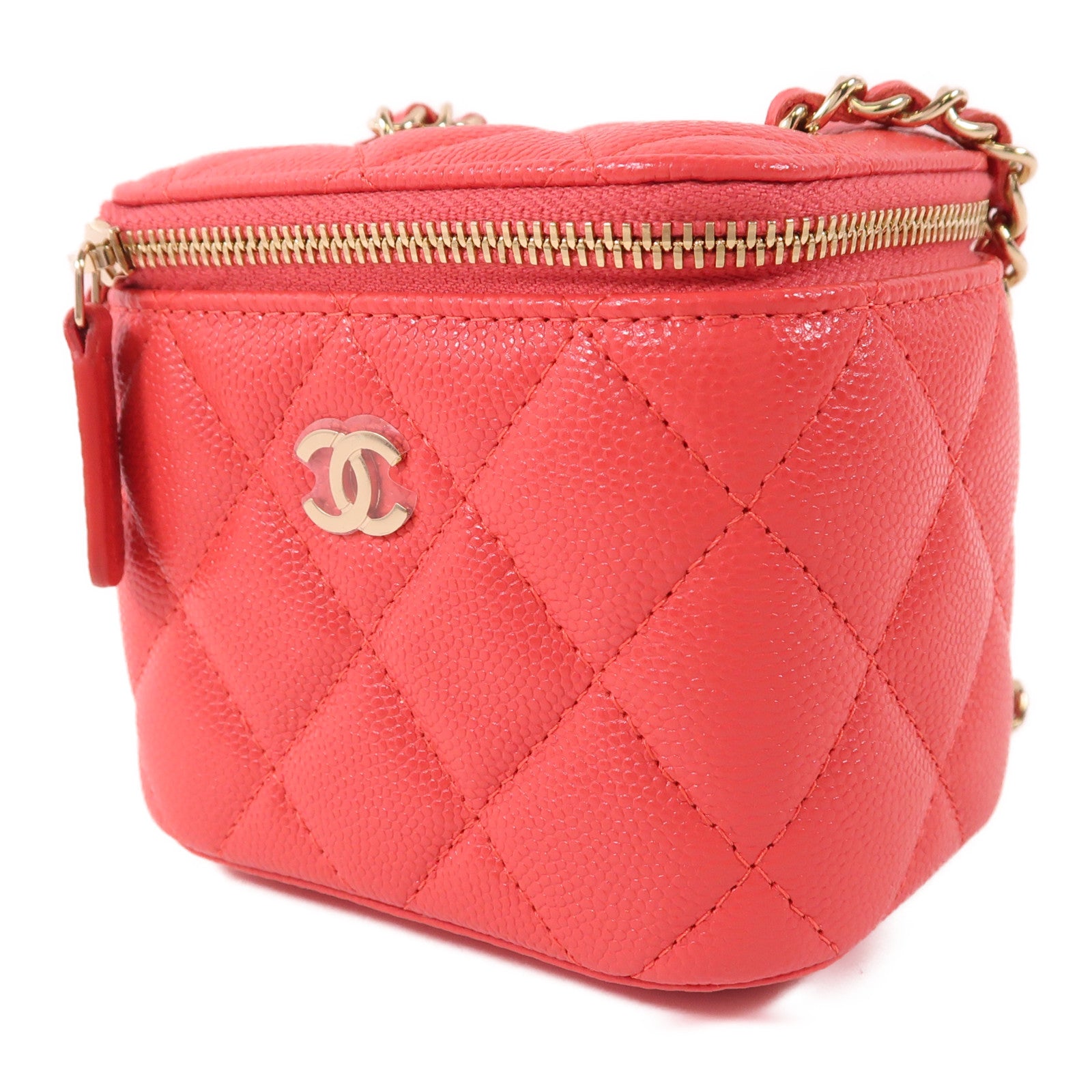 CHANEL 【激減優惠】牛皮皮革Vanity Case金扣鏈帶肩背袋