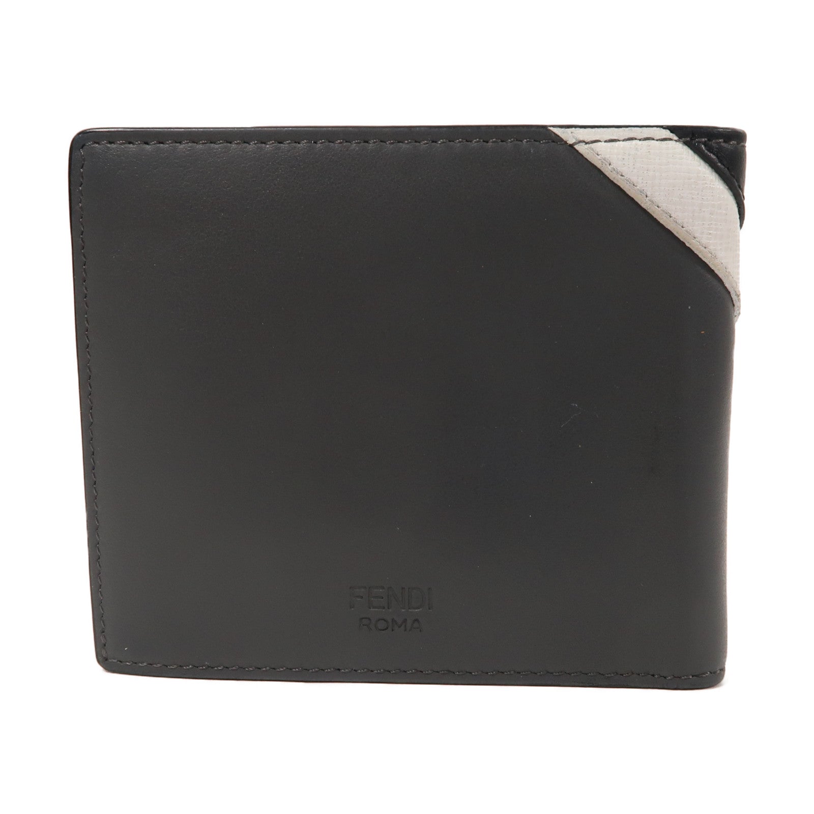 FENDI 【清倉大減價】牛皮皮革Short Fold Wallet折疊錢包黑色/灰色/白色
