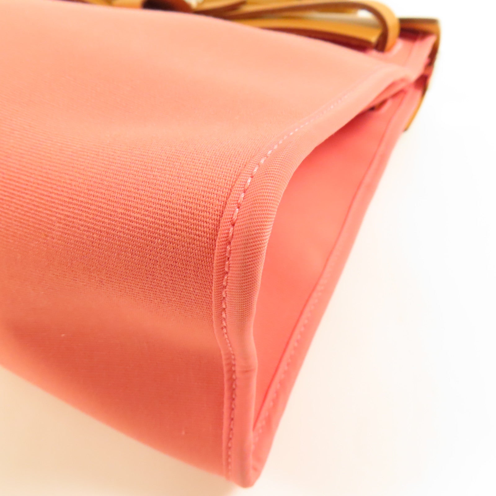 HERMES 帆布Herbag PM銀扣手挽肩背兩用袋Rose Azalee