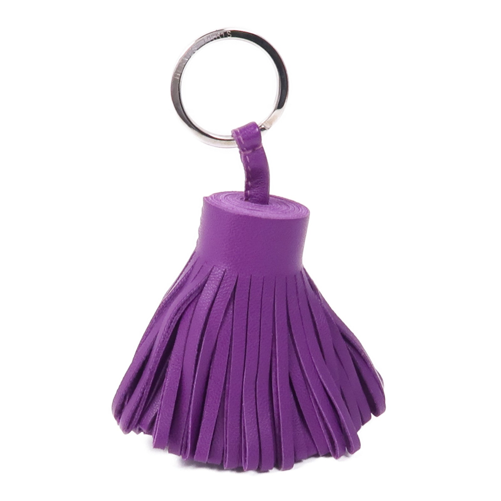 HERMES 【激減優惠】Milo皮革Carmen Key Ring銀扣鑰匙圈Violet