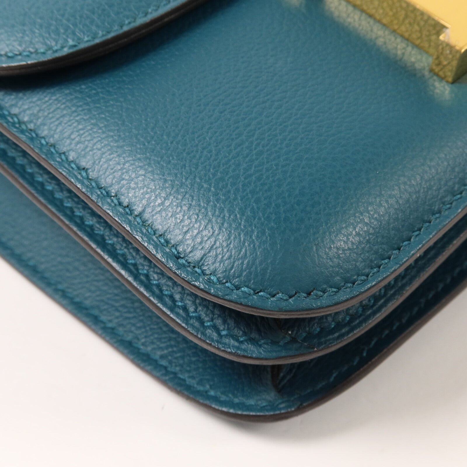HERMES Evercolor皮革Constance Mini肩背袋Vert Bosphore