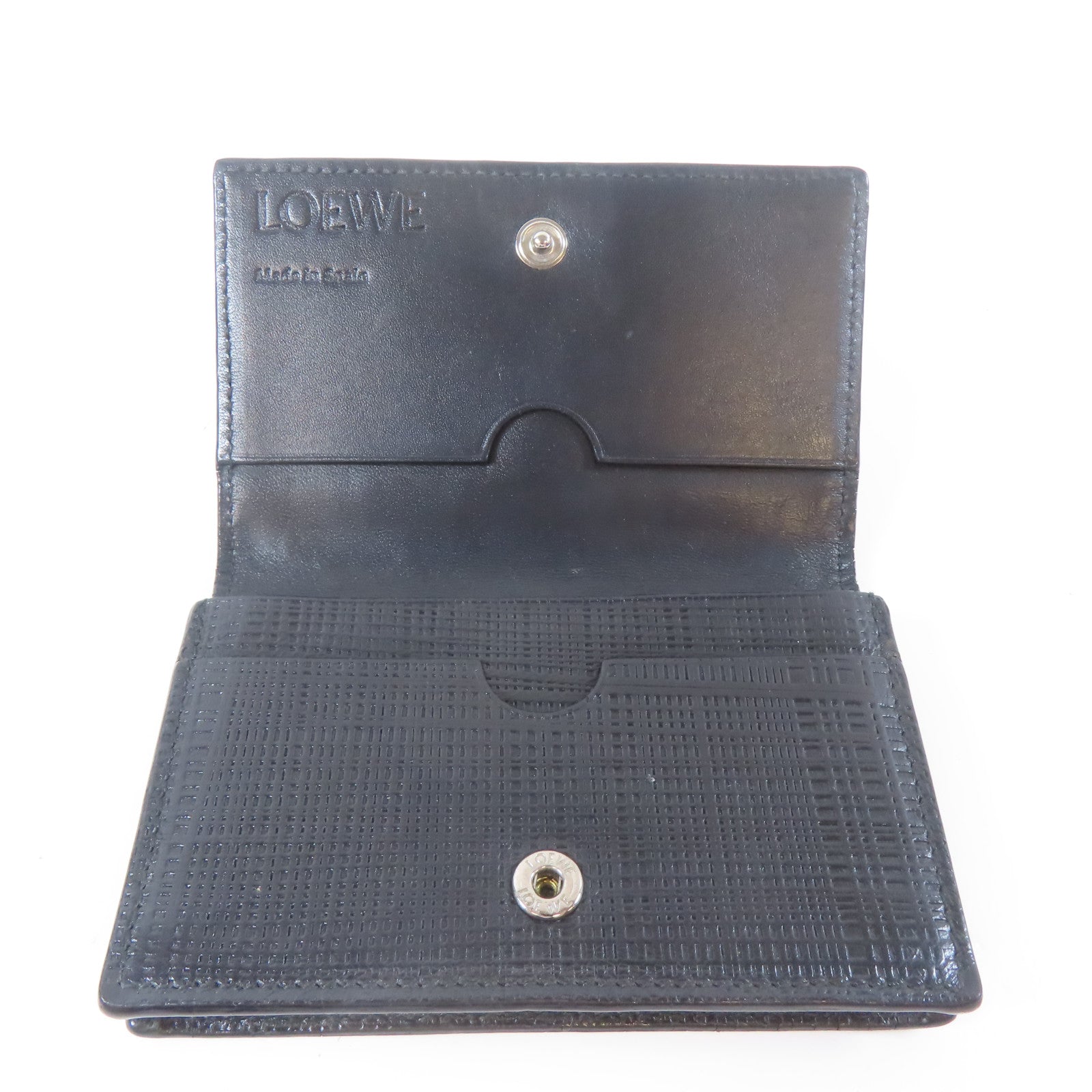 LOEWE 皮革Card Case銀扣卡片套黑色