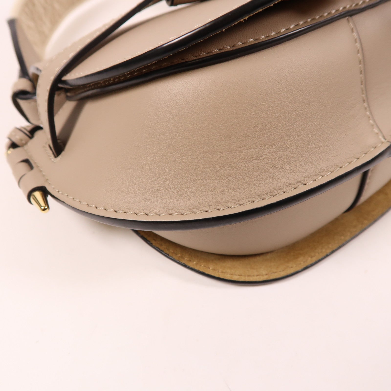 LOEWE 牛皮皮革Mini Gate金扣肩背袋灰色