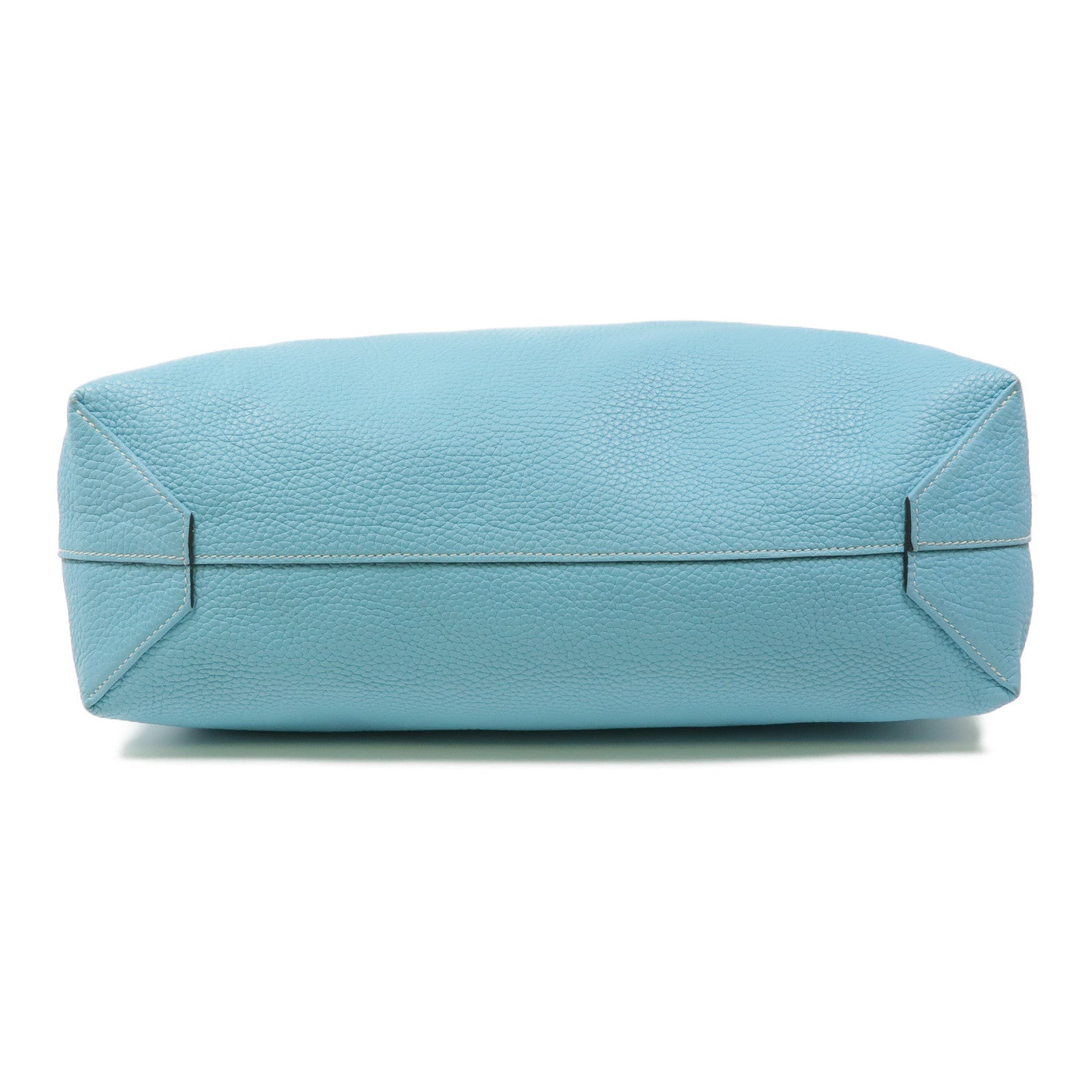 HERMES Clemence皮革Double Sens 35手挽袋Bleu Atoll/Blue Jean