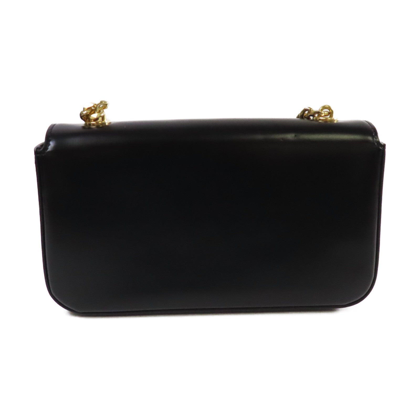 CELINE 牛皮皮革Claude Chain Shoulder Bag金扣肩背袋黑色