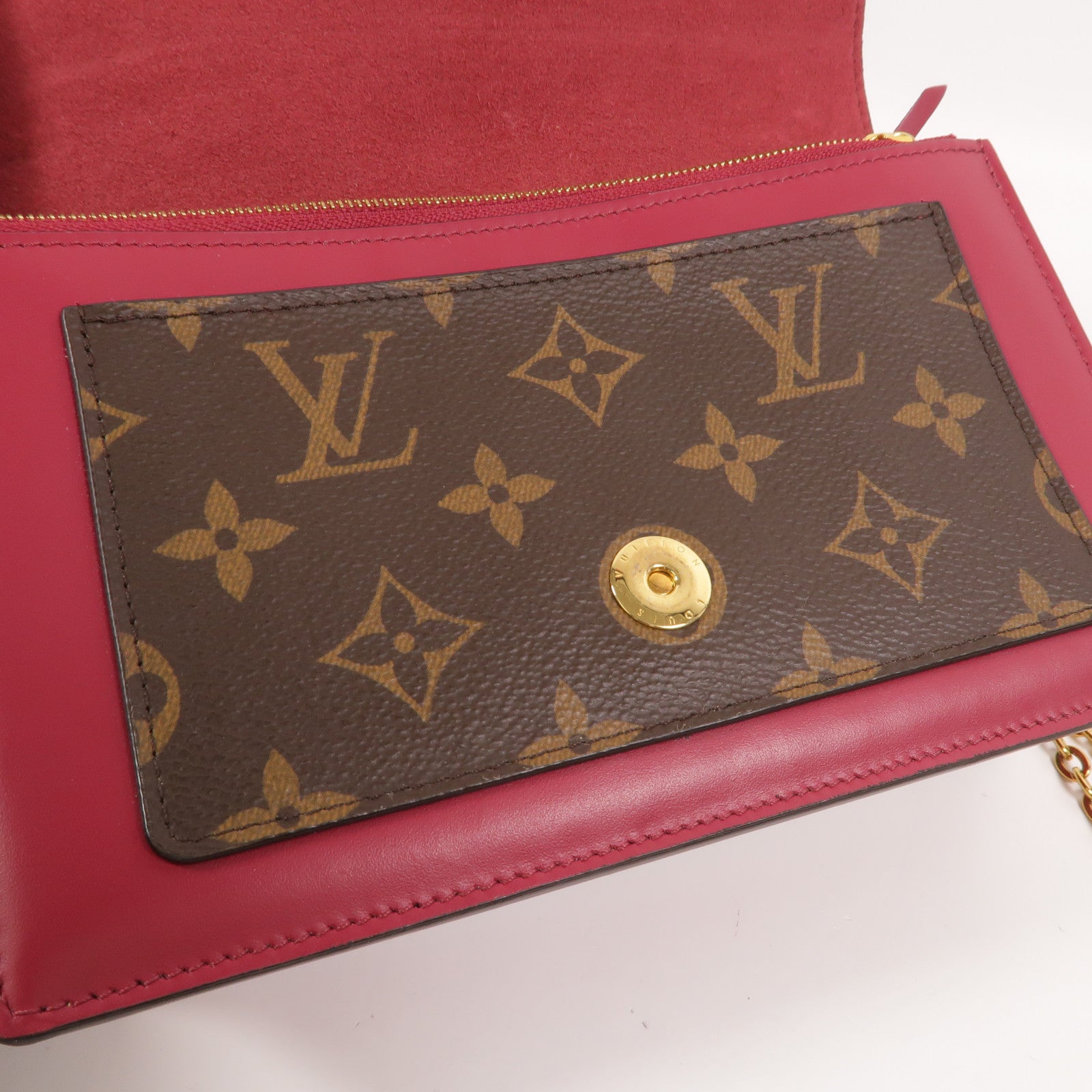 LOUIS VUITTON Monogram Portefeuille Flore金扣鏈帶肩背袋