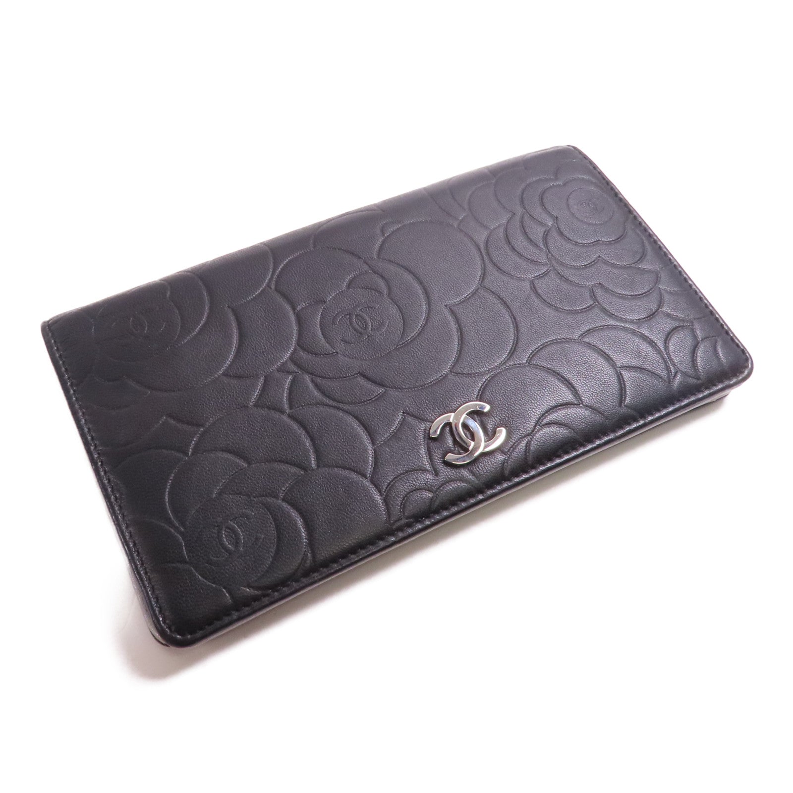 CHANEL 羊皮皮革Long Wallet銀扣錢包
