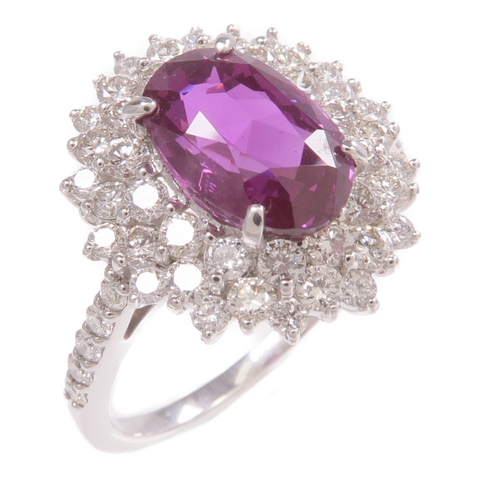 JEWELRY PT950鉑金Sapphire Diamond Ring紫色藍寶石/鑽石戒指US#5.75