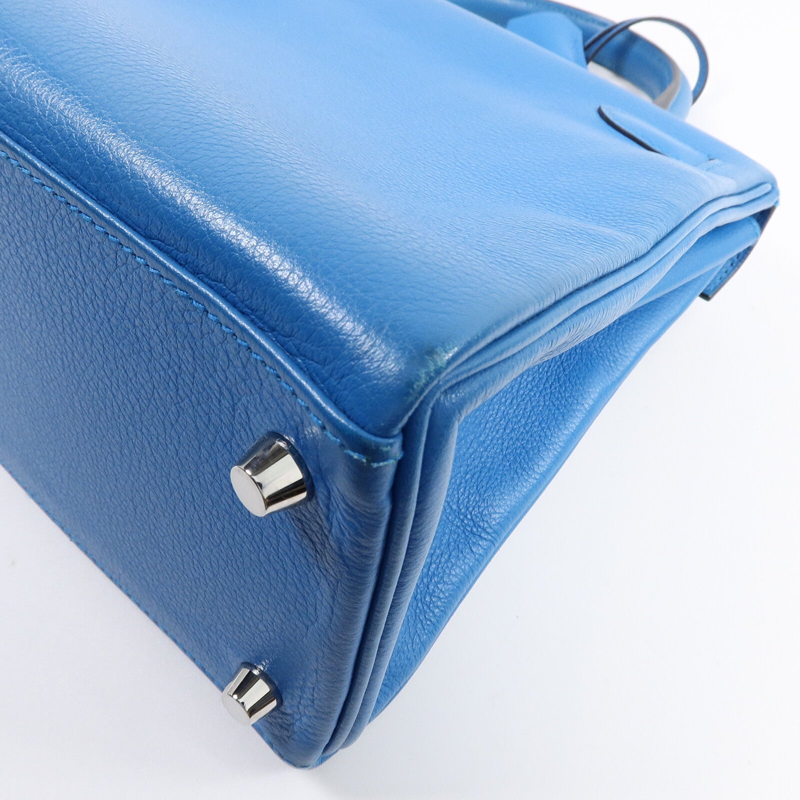 HERMES Clemence皮革Kelly 28手挽肩背兩用袋Bleu Frida