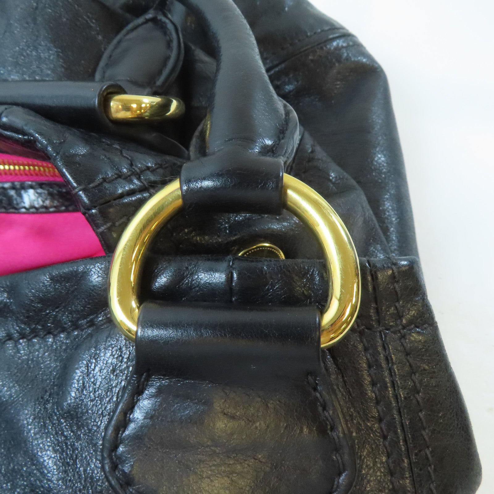 Miu Miu 牛皮皮革Tote Bag金扣手挽袋黑色