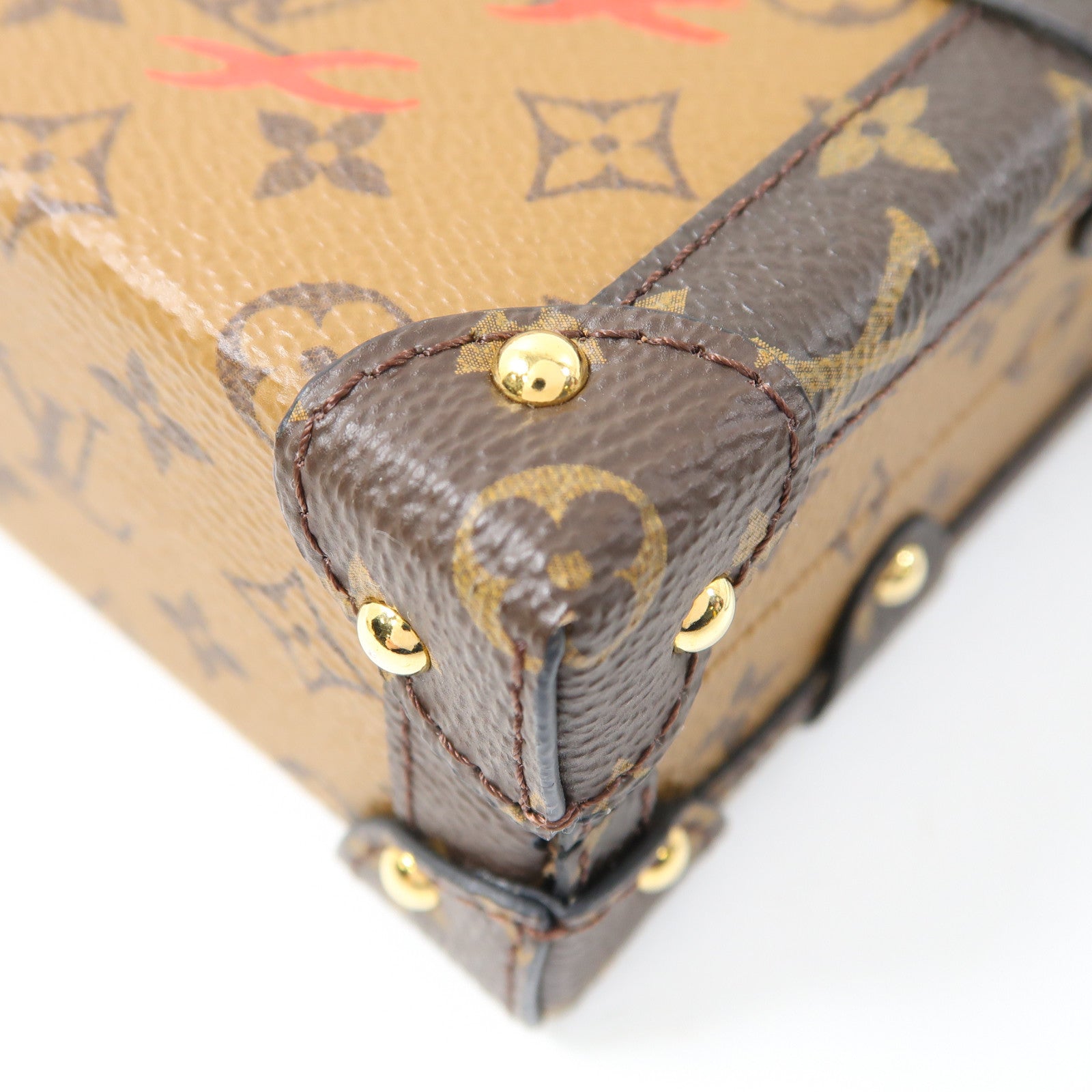 LOUIS VUITTON Monogram Reverse Petite Malle金扣肩背袋棕色