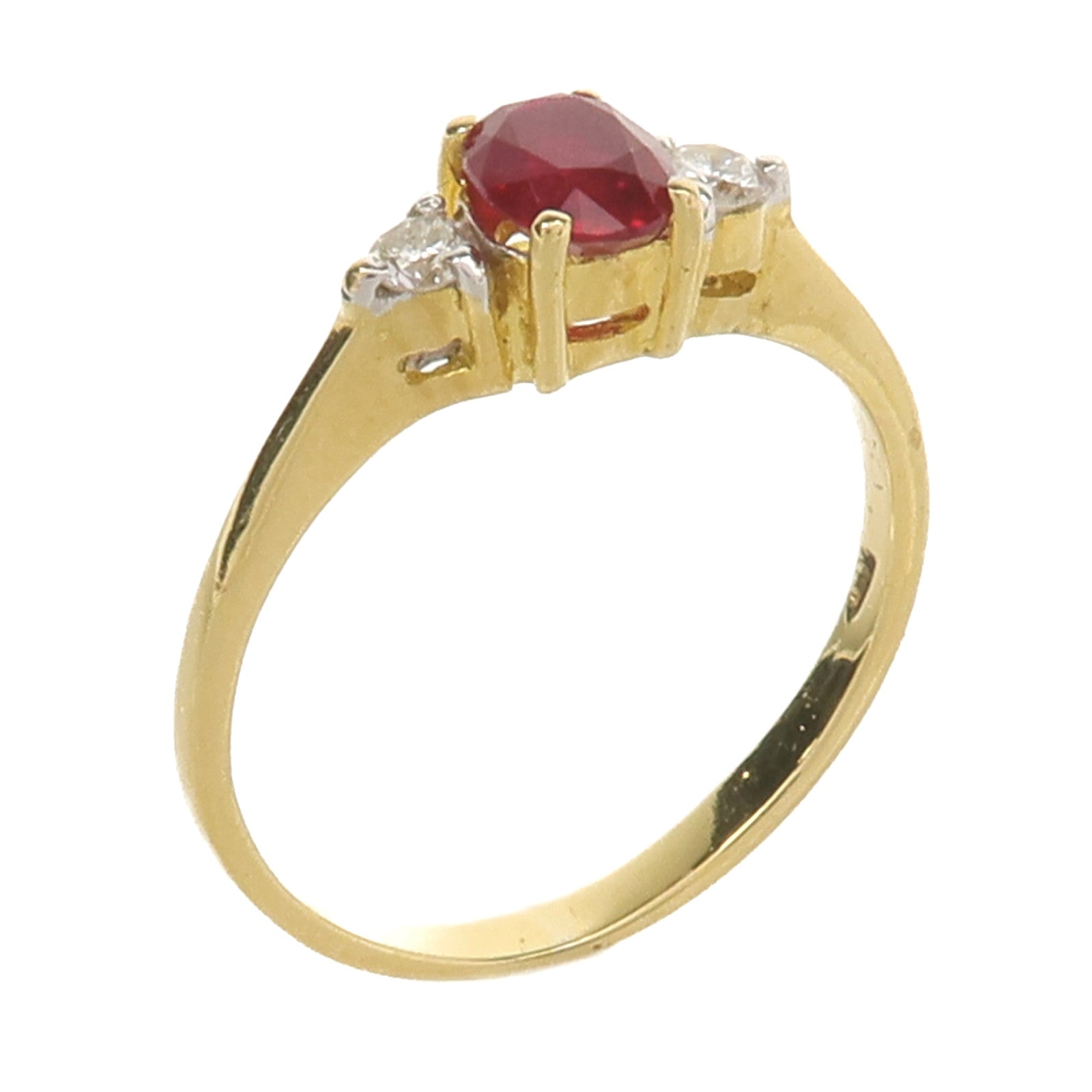 JEWELRY 18K黃金Diamond Ruby Ring紅寶石/鑽石戒指US#5.25